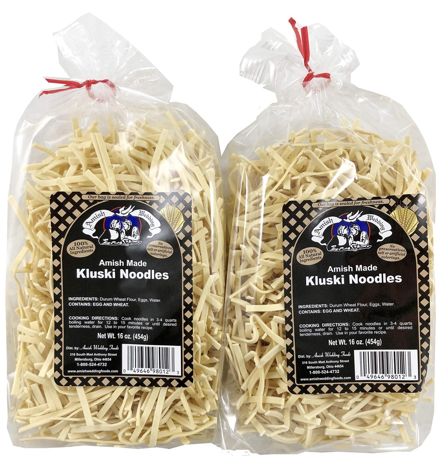 Amish Wedding Kluski Noodles 16 Ounce Bag (Pack of 2) Authentic