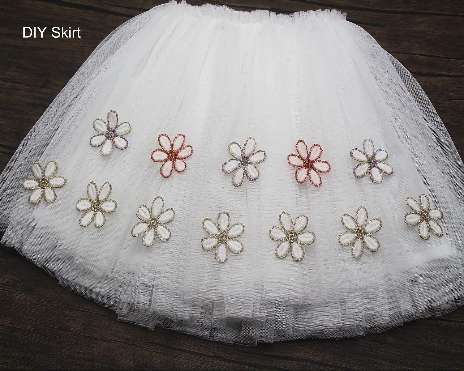 100pcs Mixed Color Lace Flower Appliques Embroidery Floral Motif