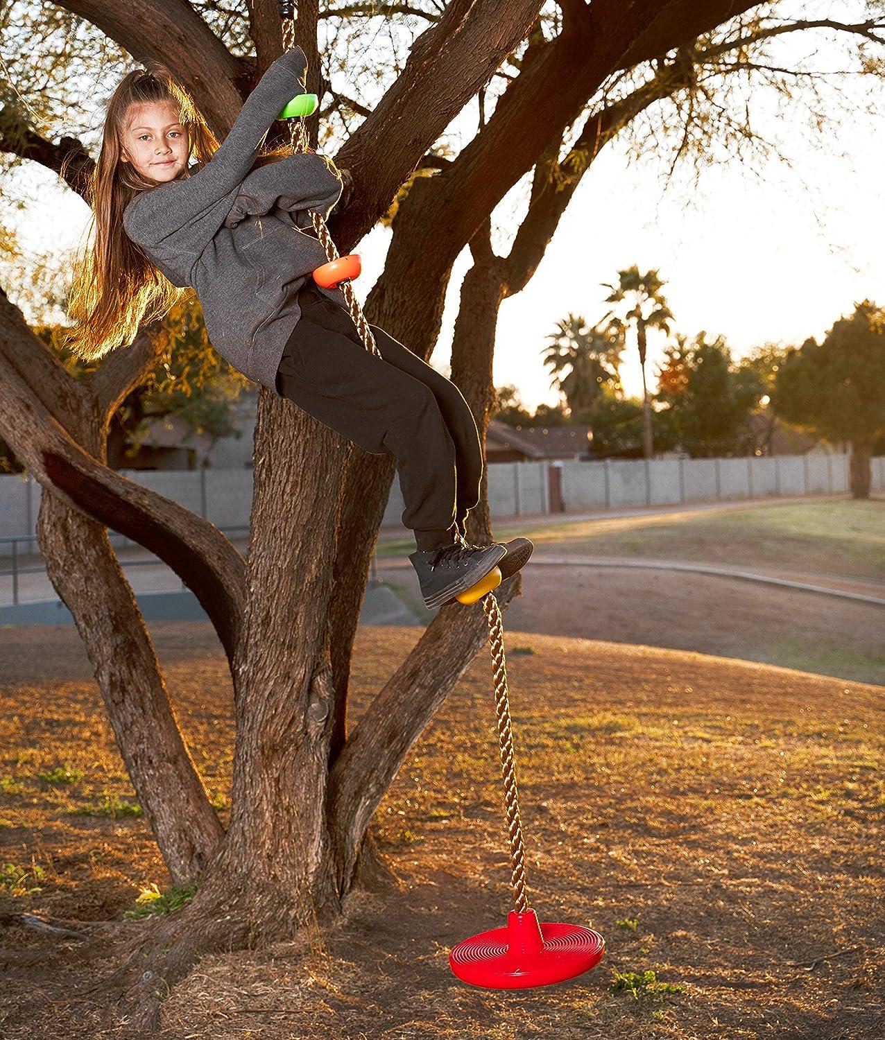 TURFEE Tree Swing for Kids, Single Disk 6 Ft Outdoor Climbing Rope