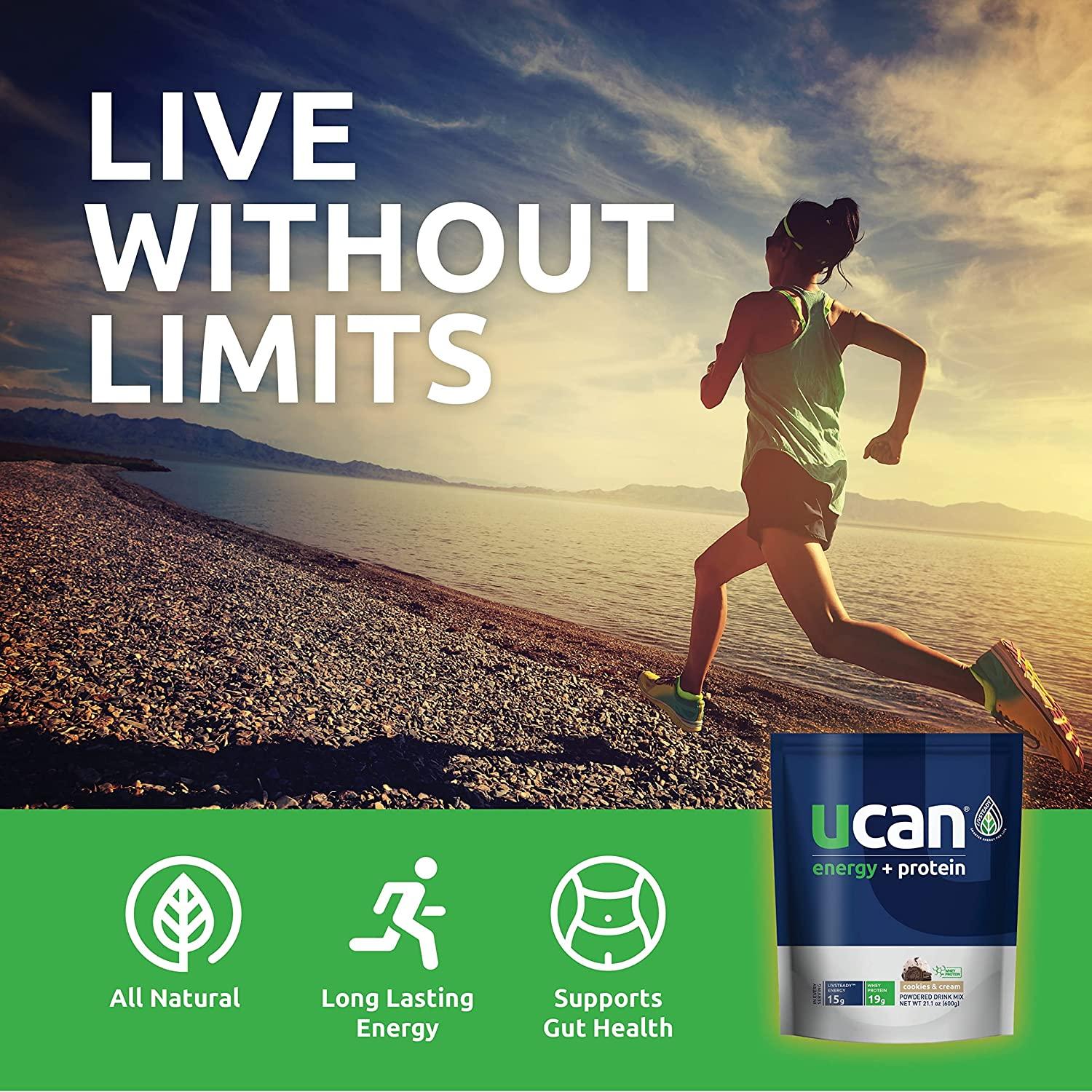 UCAN Energy + Whey Protein Powder 19g Whey Protein Per Serving with