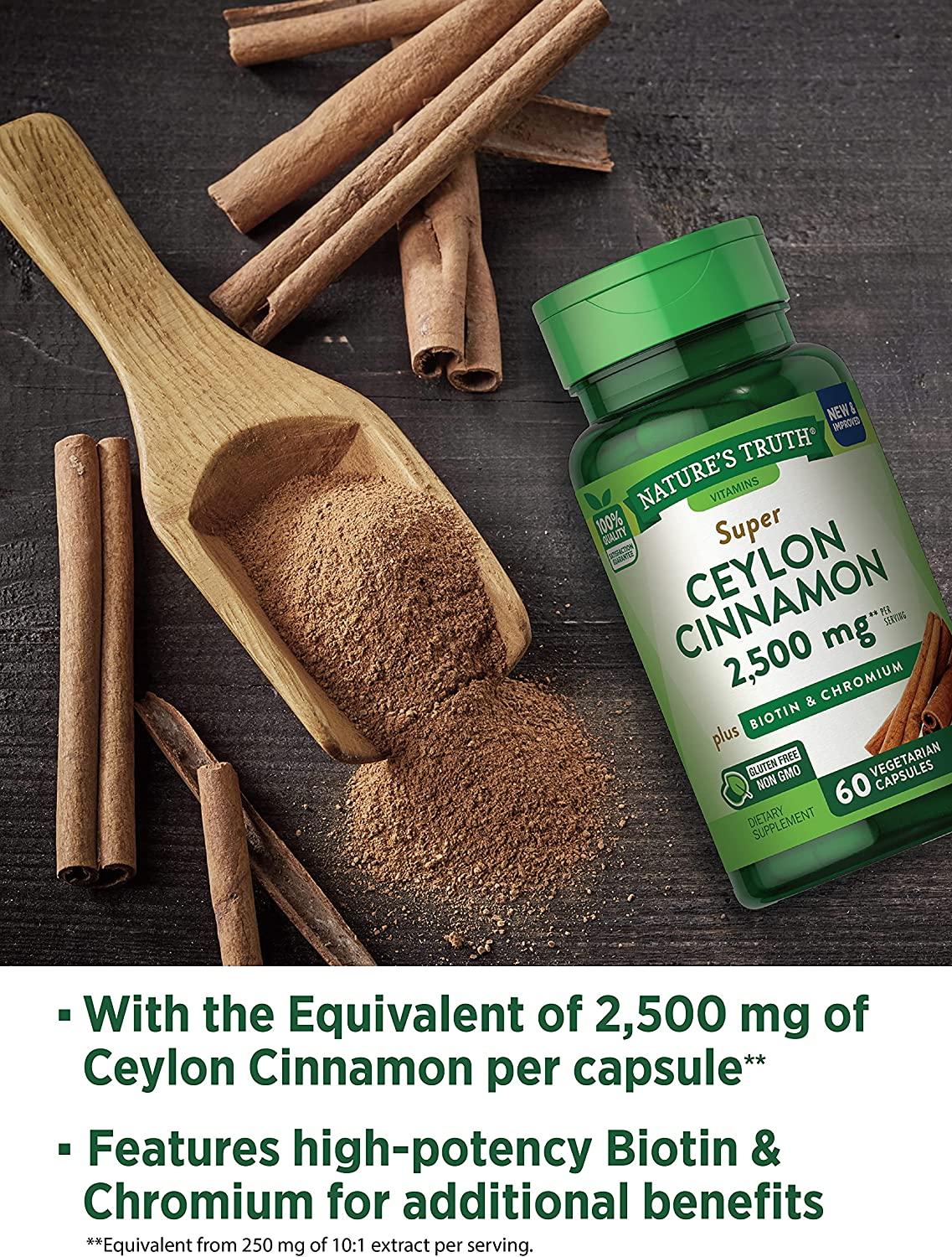 Nature's Truth Cinnamon, Biotin, Chromium Capsules 60 Count