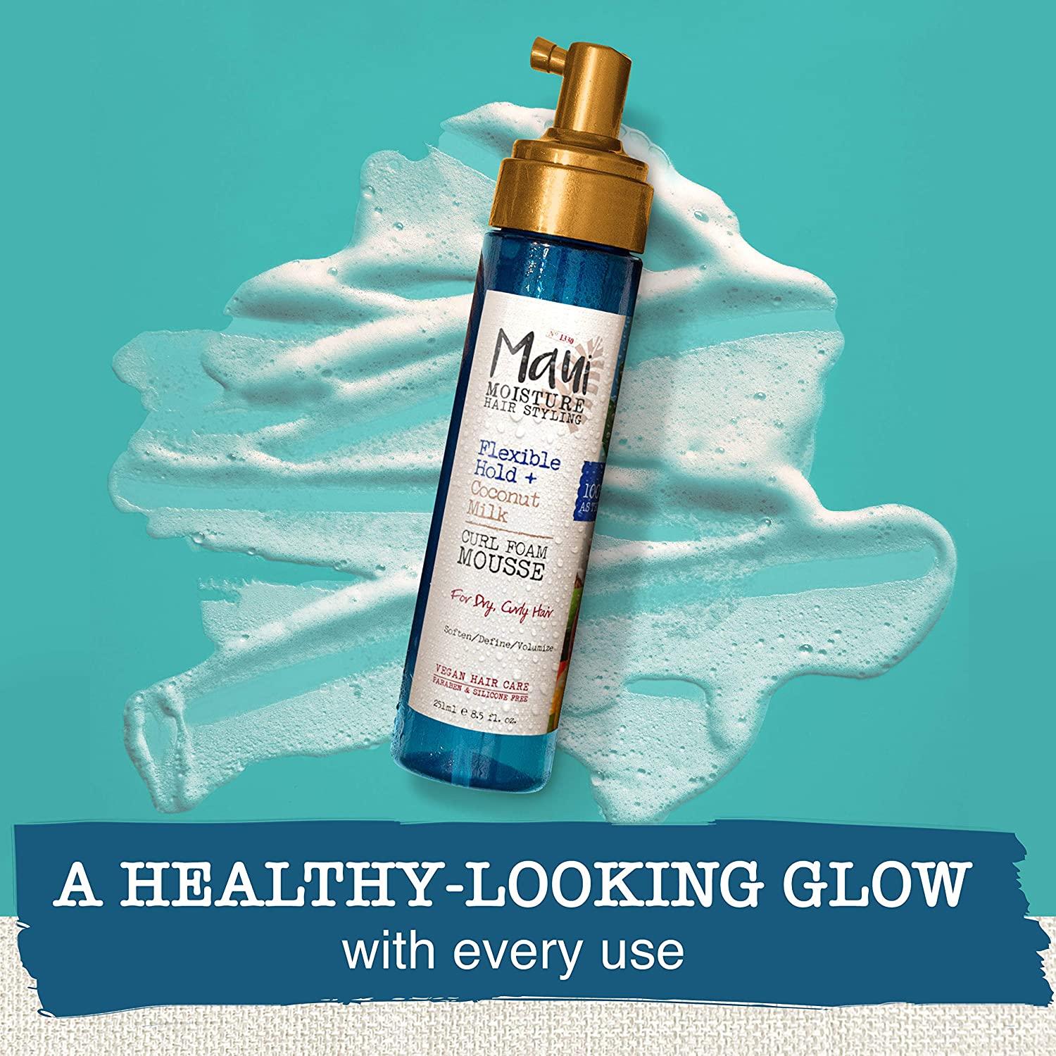 Maui Moisture Flexible Hold + Coconut Milk Curl Foam Mousse, for Curly