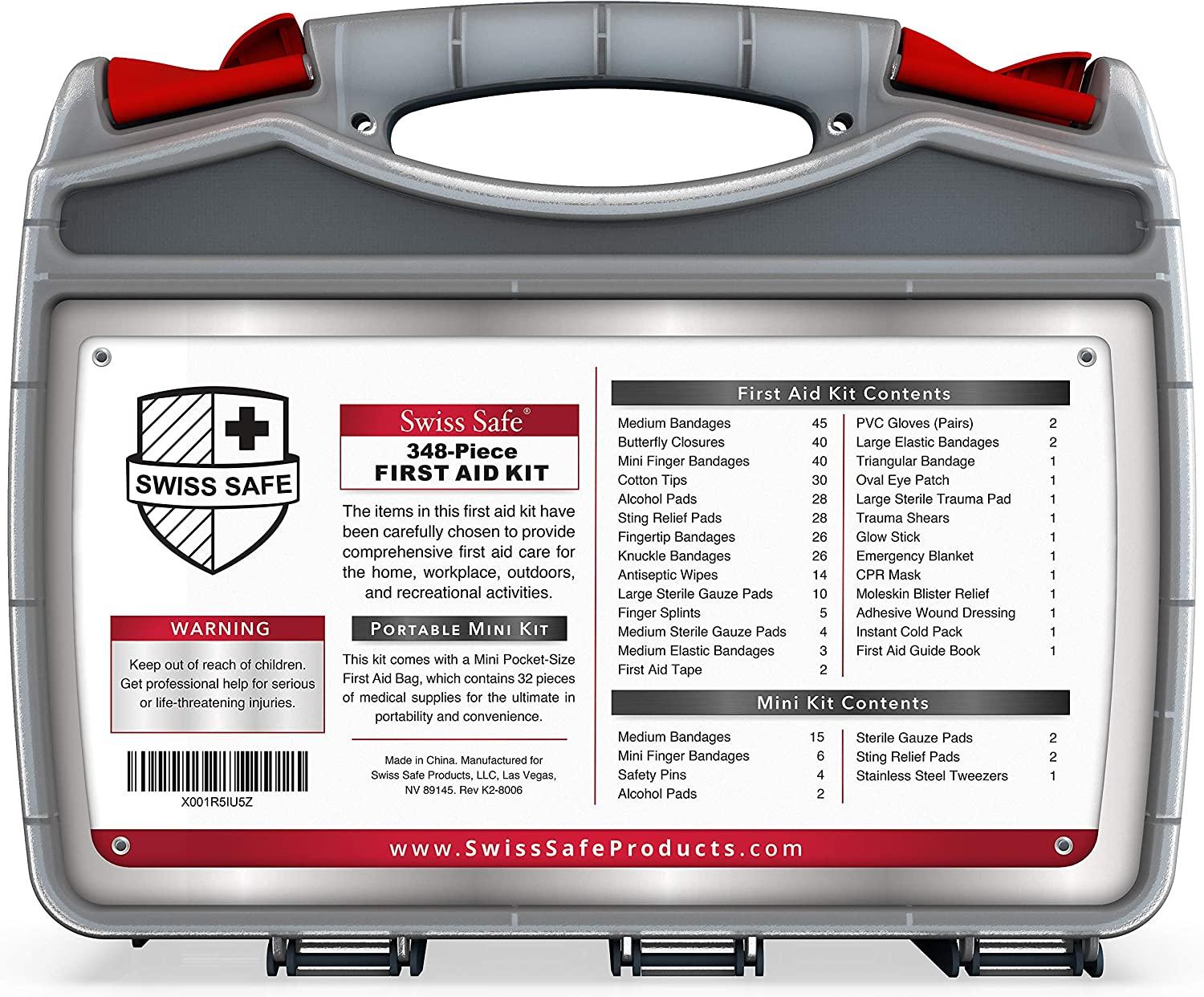Swiss Safe 2in1 Hardcase First Aid Kit (348 Piece) + Bonus Mini Kit