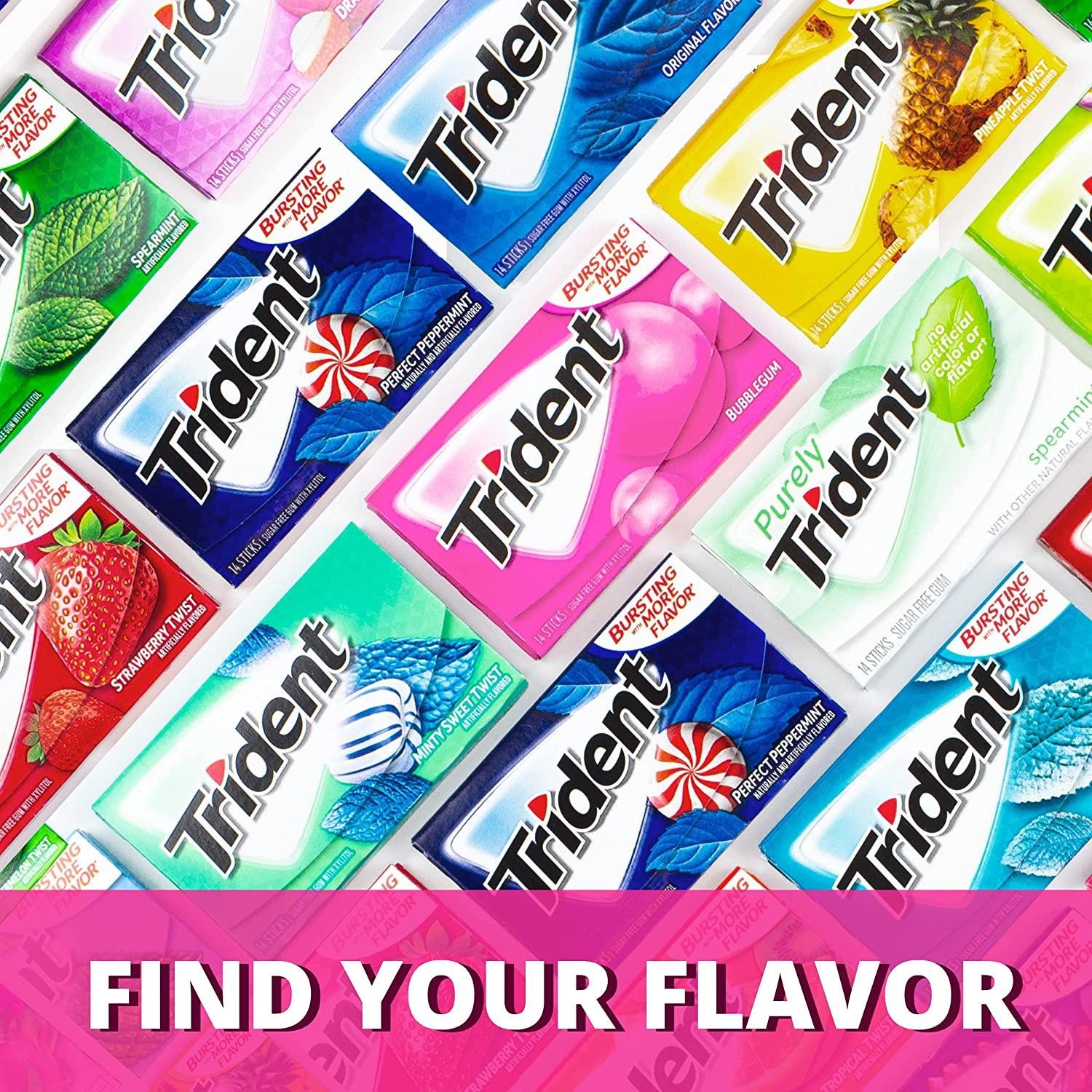 Trident Bubblegum Sugar Free Gum 12 Packs of 14 Pieces (168 Total