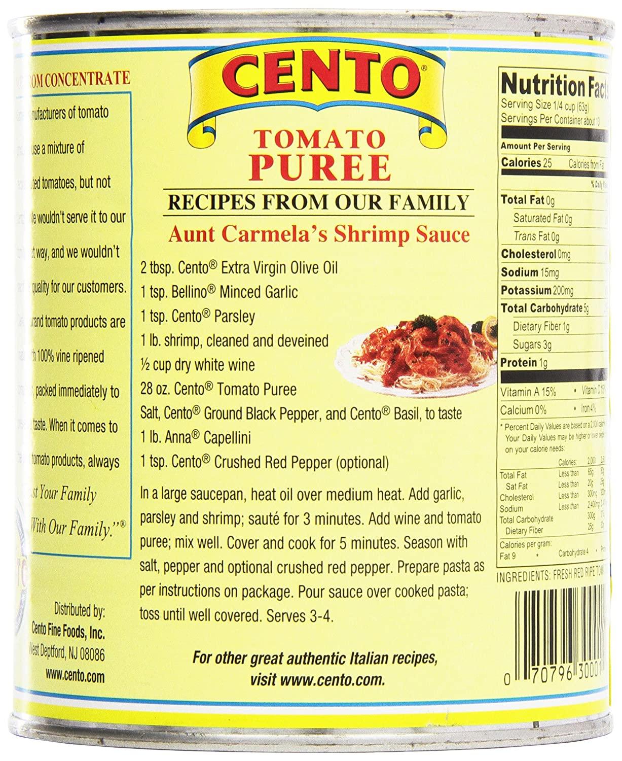 Cento Tomato Puree 28 oz Rich and Smooth Tomato Base for Delicious