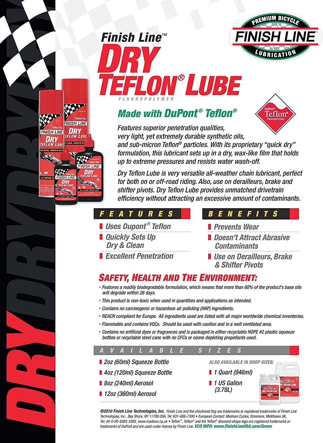 Finish Line Dry Bike Lubricant with Teflon Squeeze Bottle