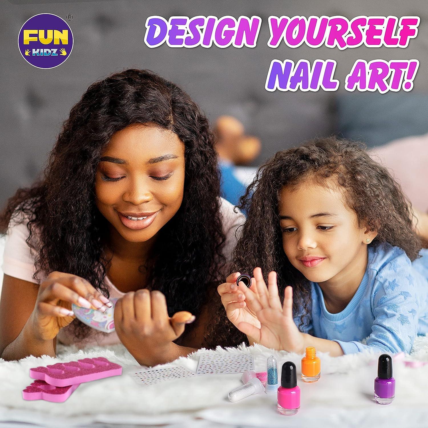 Unicorn Nail Kit for Girls 7-12 FunKidz Ultimate 790+ Peelable Glamour Nail  Polish Kit for Kids Party Favor Fashion Nail Arts 17.91Wx12.4L Pink Green  Purple Sky Blue Transparent