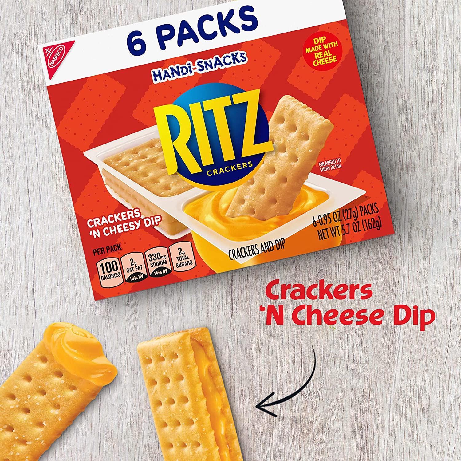 HandiSnacks RITZ Crackers 'N Cheesy Dip Snack Packs, 12 Boxes of 6