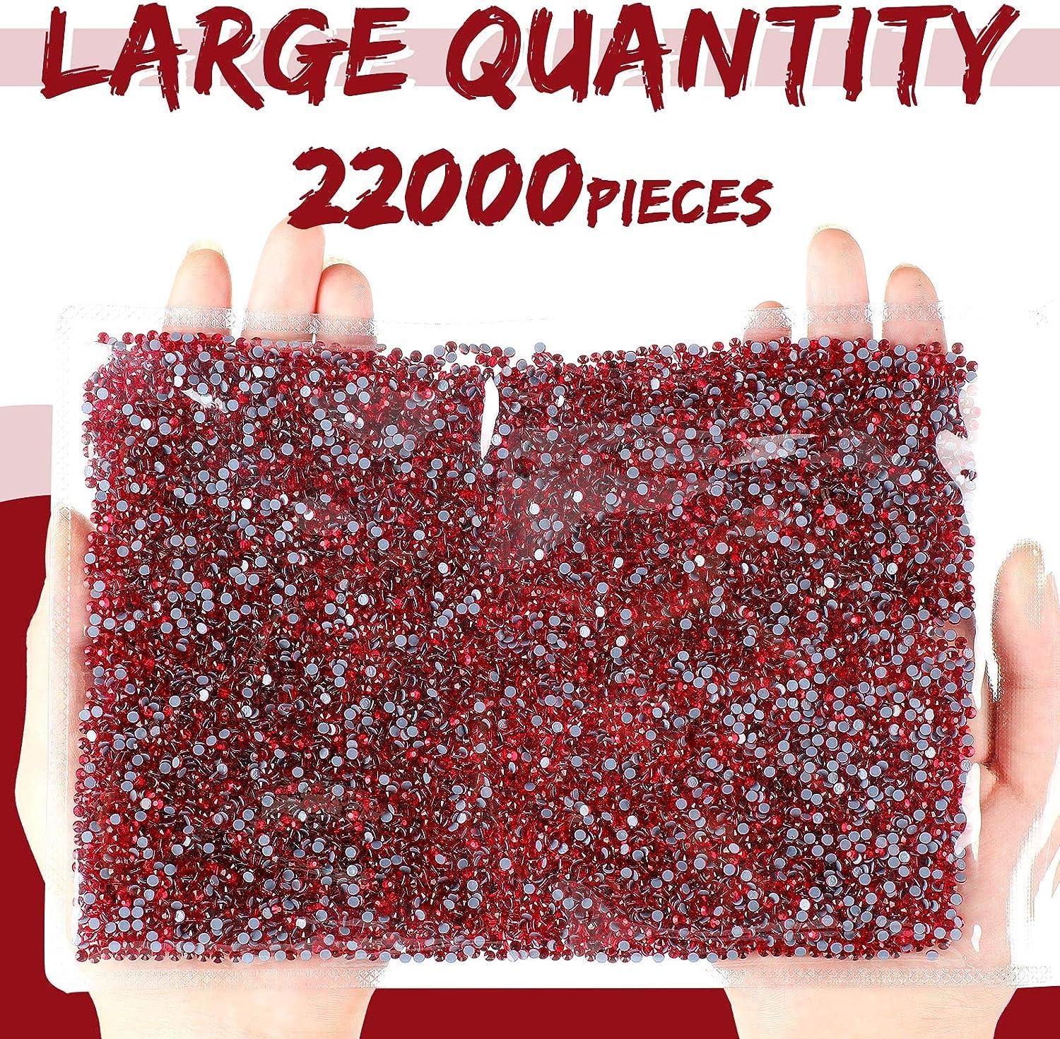 22000 Pcs Crystal Hotfix Rhinestone Large Quantity Flat Back Crystals Nail  Gems Round Glass Rhinestones Flatback Hot Fix Crystals Gem Stones for DIY  Crafts Clothes Shoes Supplies (SS10 Red)