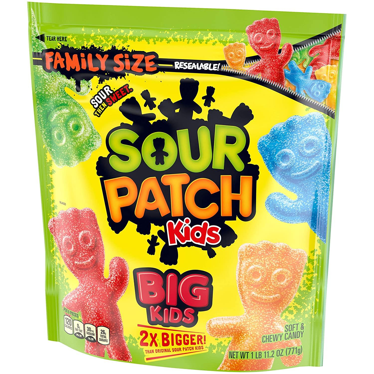 SOUR PATCH KIDS Big Soft & Chewy Candy, Family Size, 4 - 1.7 ...