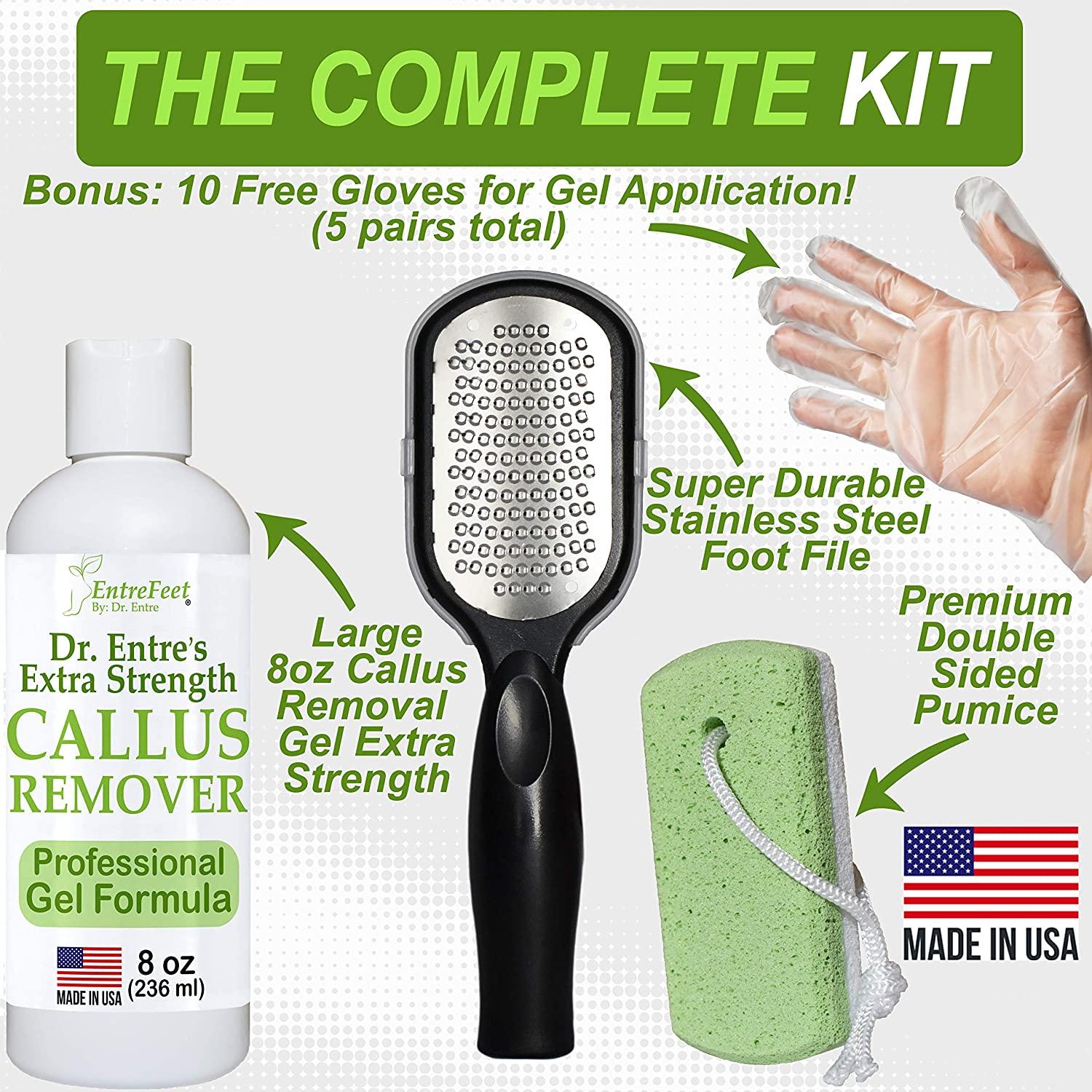 Dr. Entre's Callus Remover Kit for Feet 8oz Callus Remover Gel, Foot