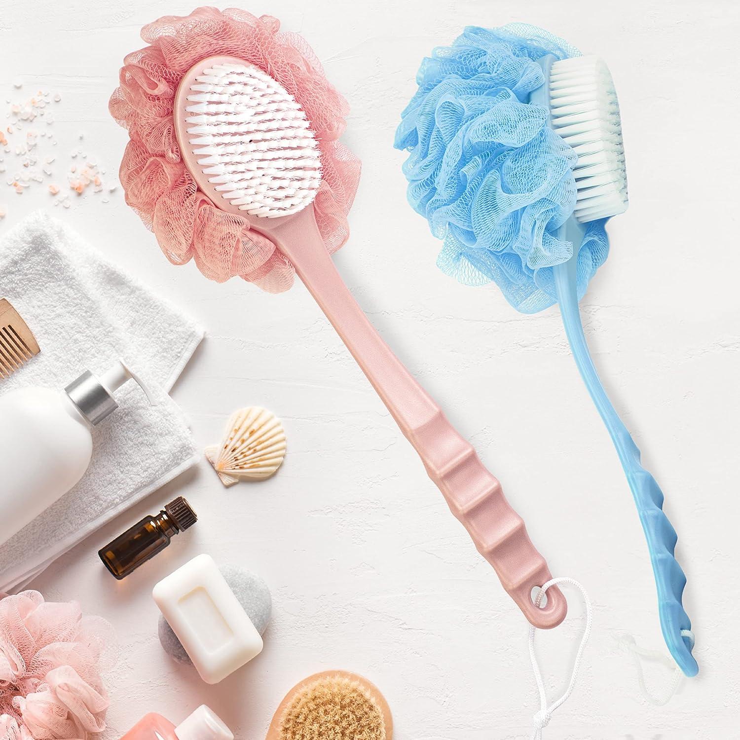 DecorRack Bath Brush with Bristles and Loofah Shower Body Scrubber