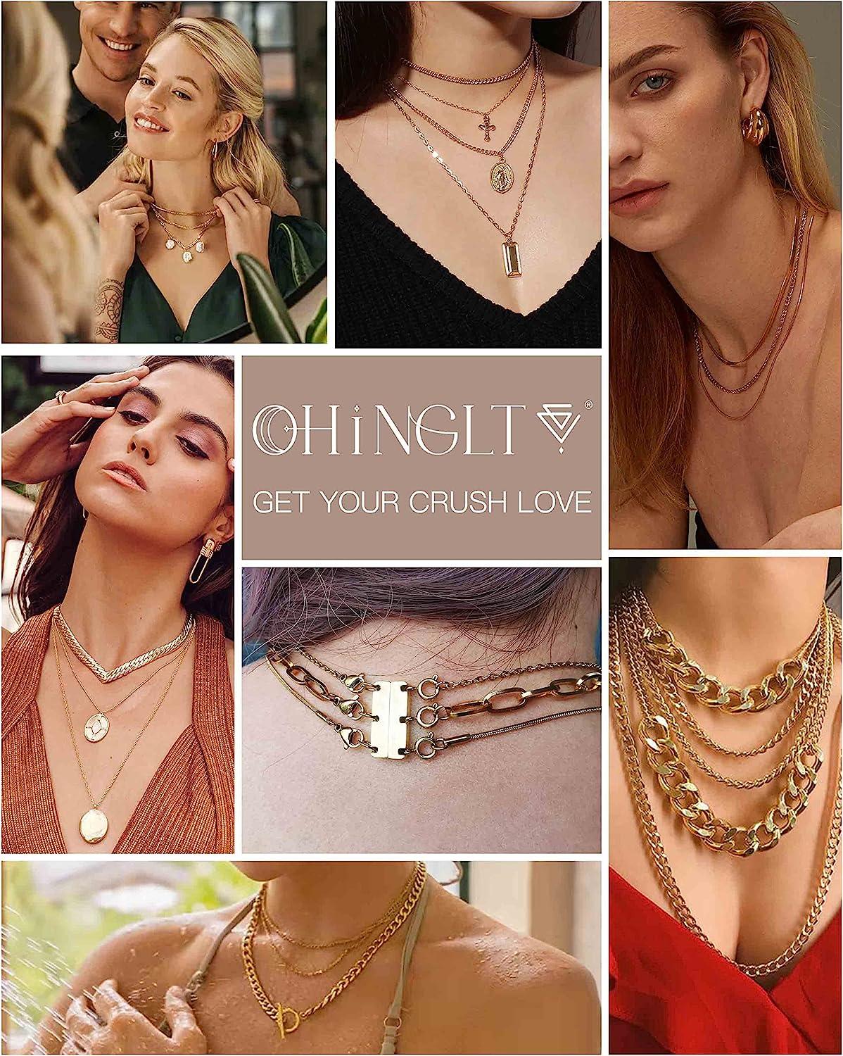 OHINGLT Layered Necklace Clasp 18K Gold and Silver Necklace Separator for  Layering, Multiple Necklace Clasps and Closures for Women Triple Gold