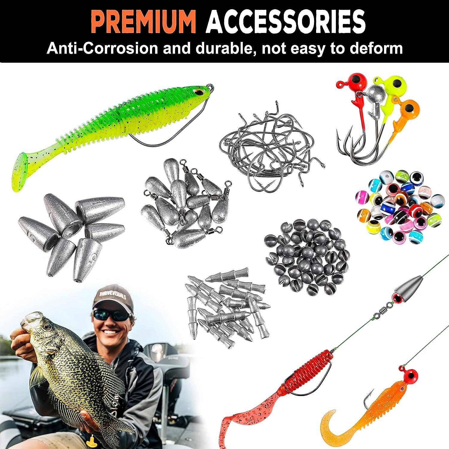PLUSINNO 201pcs Fishing Accessories Kit, Fishing Tackle Box with