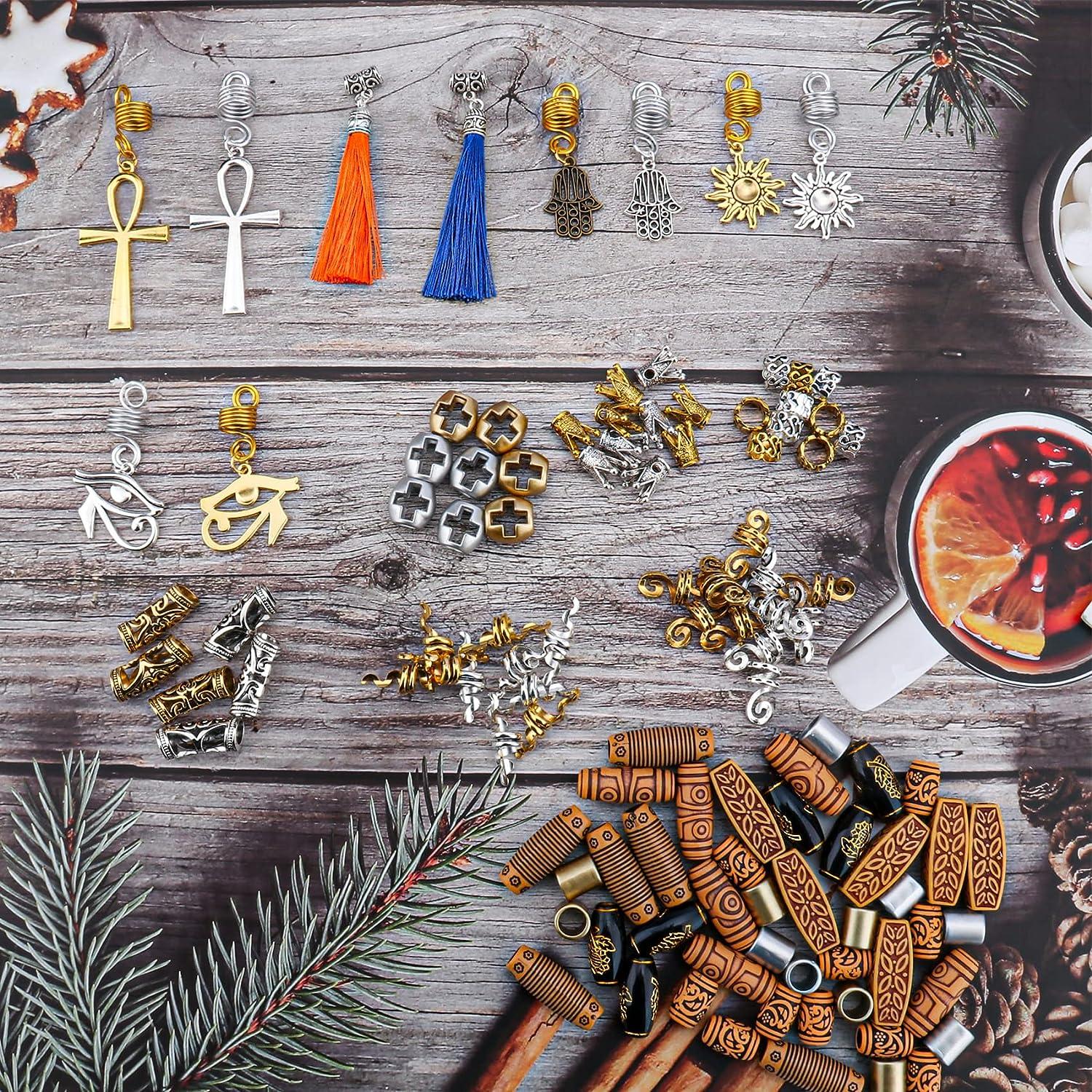 24pcs Antique Copper Beads, Hair Beads for Braids Vintage Large Hole Metal  Braiding Tube Beads for DIY Jewelry Making Hair Decoration