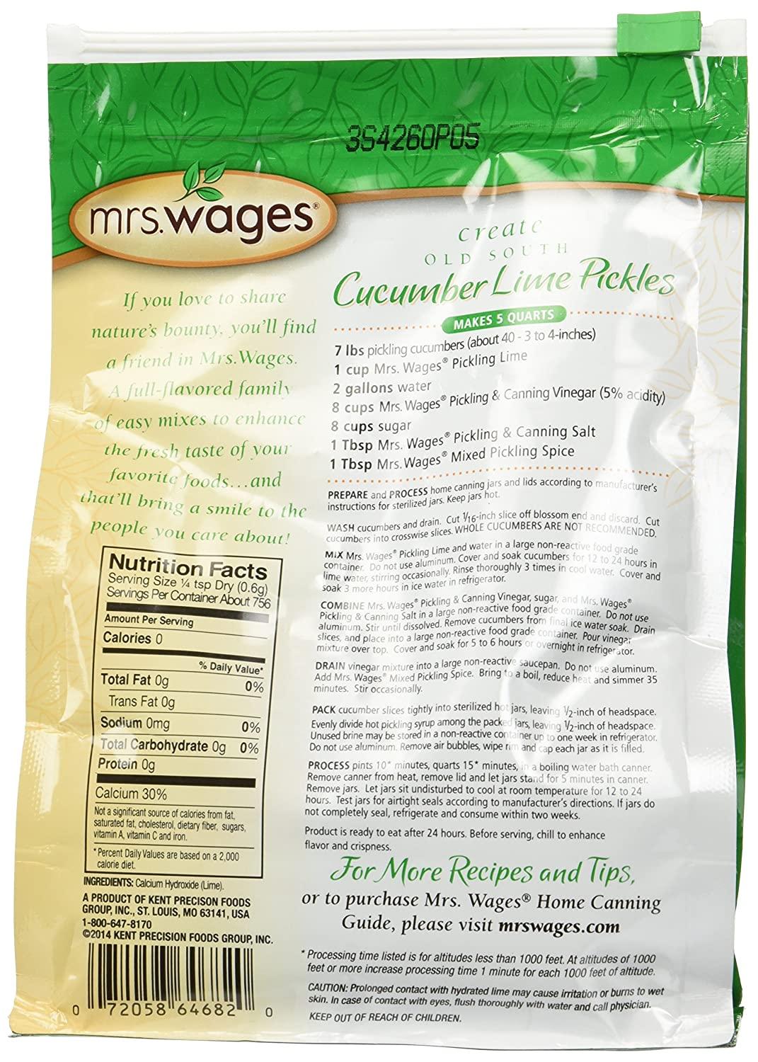 Mrs Wages Pickling Lime 16 Oz (Pack of 3) 1 Pound (Pack of 3)