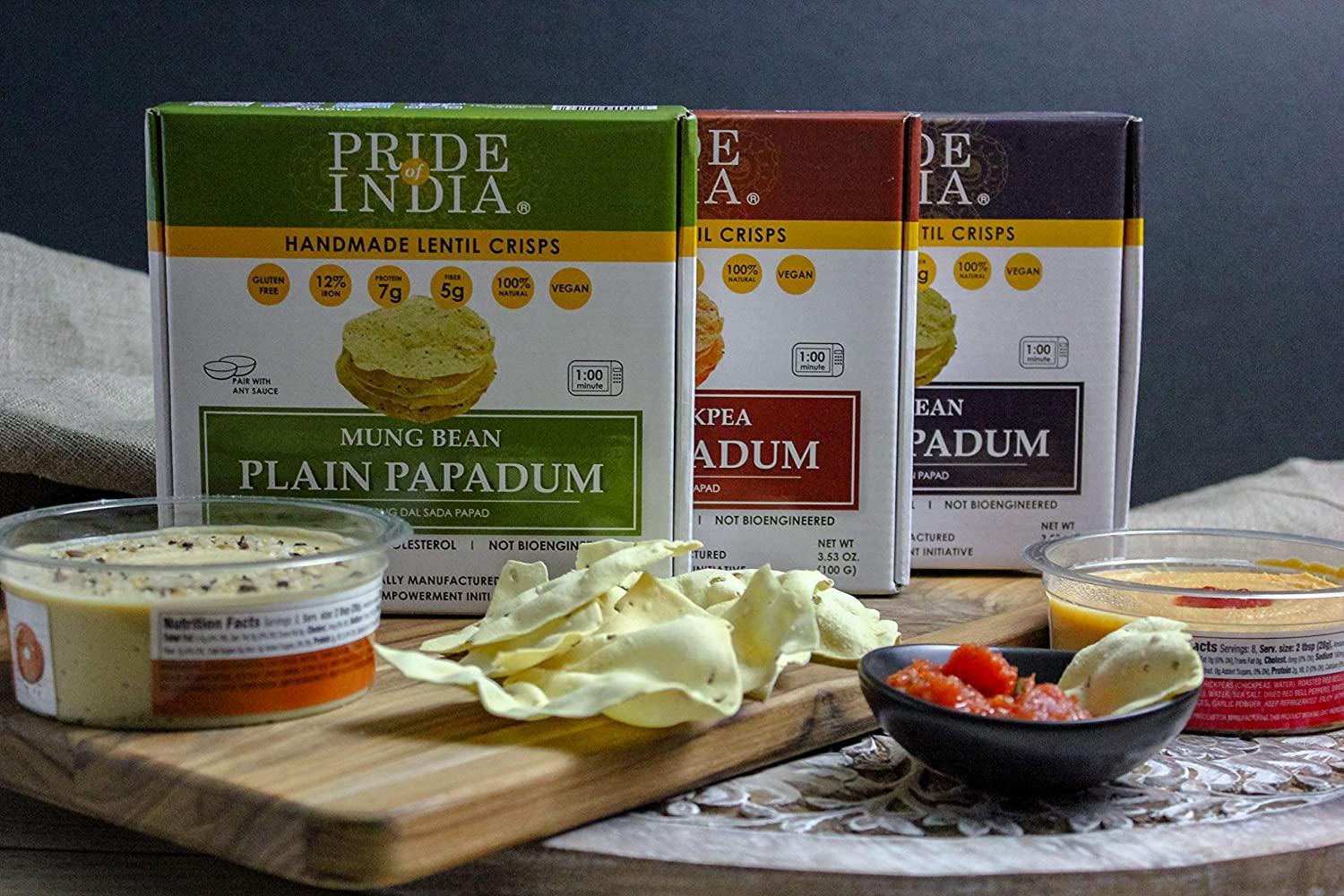 Pride Of India Mung Bean Plain Papadum Lentil Crisp, 10 count (3.53oz