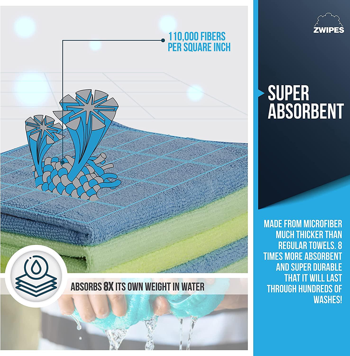 Zwipes 924 Microfiber Cleaning Cloths, 24 Pack 24Pack