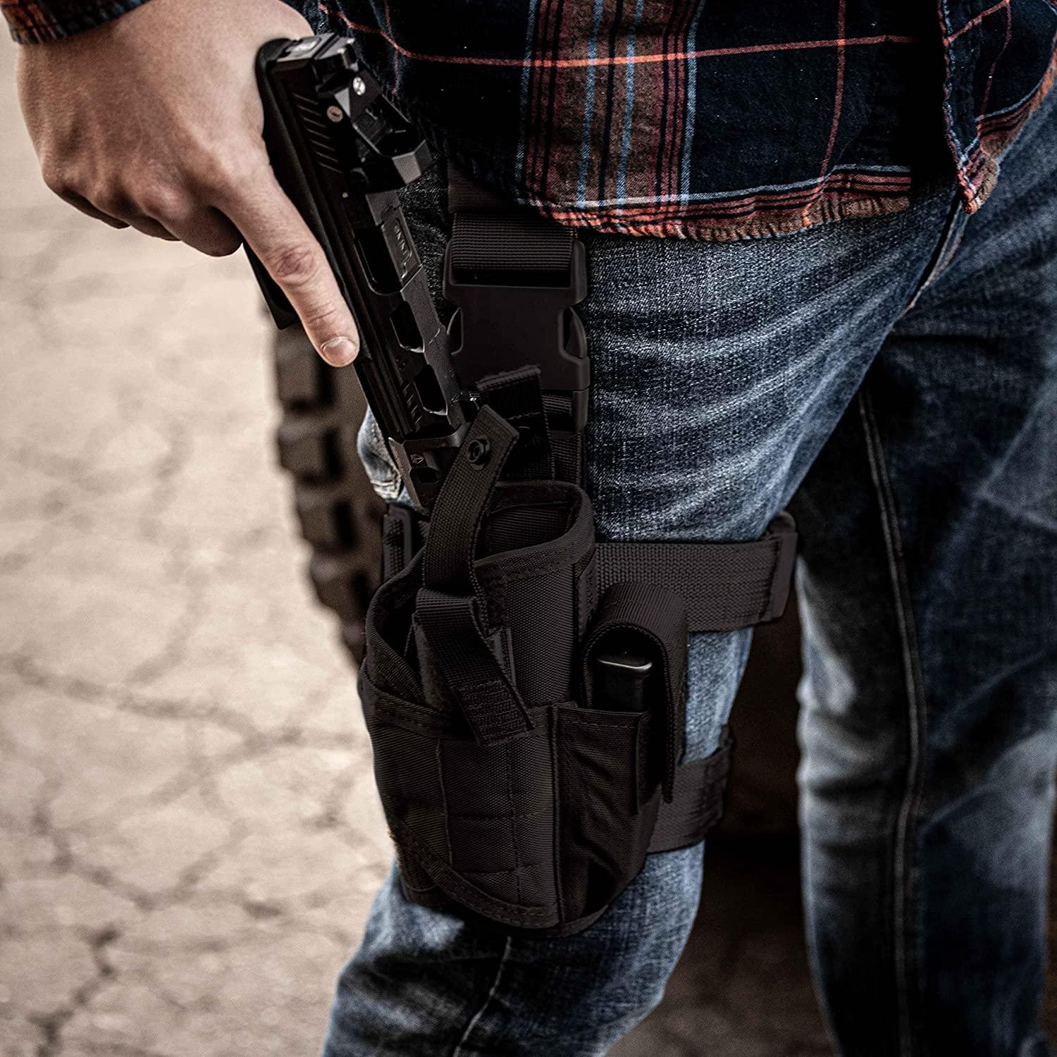 Tacticon Universal Drop Leg Holster, Combat Veteran Owned Company, Tactical Thigh Holster with Mag Pouch