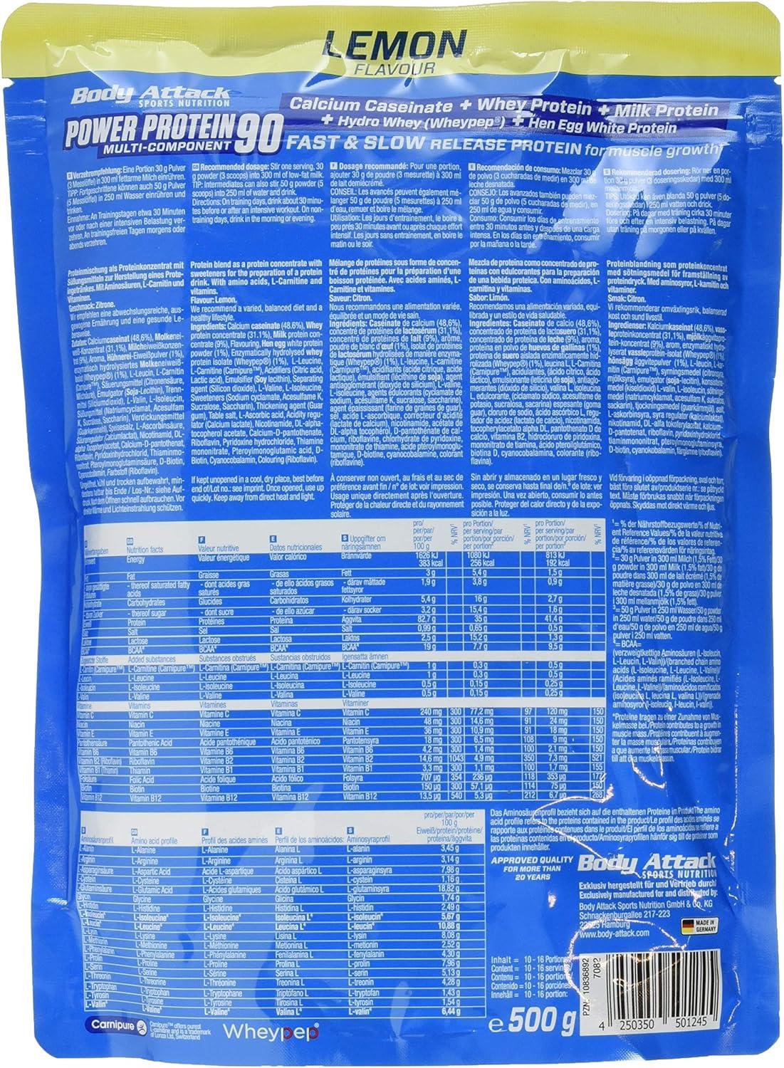 l carnitine for dogs benefits Body Attack Power Protein 90 - Lemon | 500g Multi-Component Protein Powder  with BCAA Vitamins & L-Carnitine | Extra Creamy Protein Shake - Made in  Germany | Buy Now with Express International Delivery