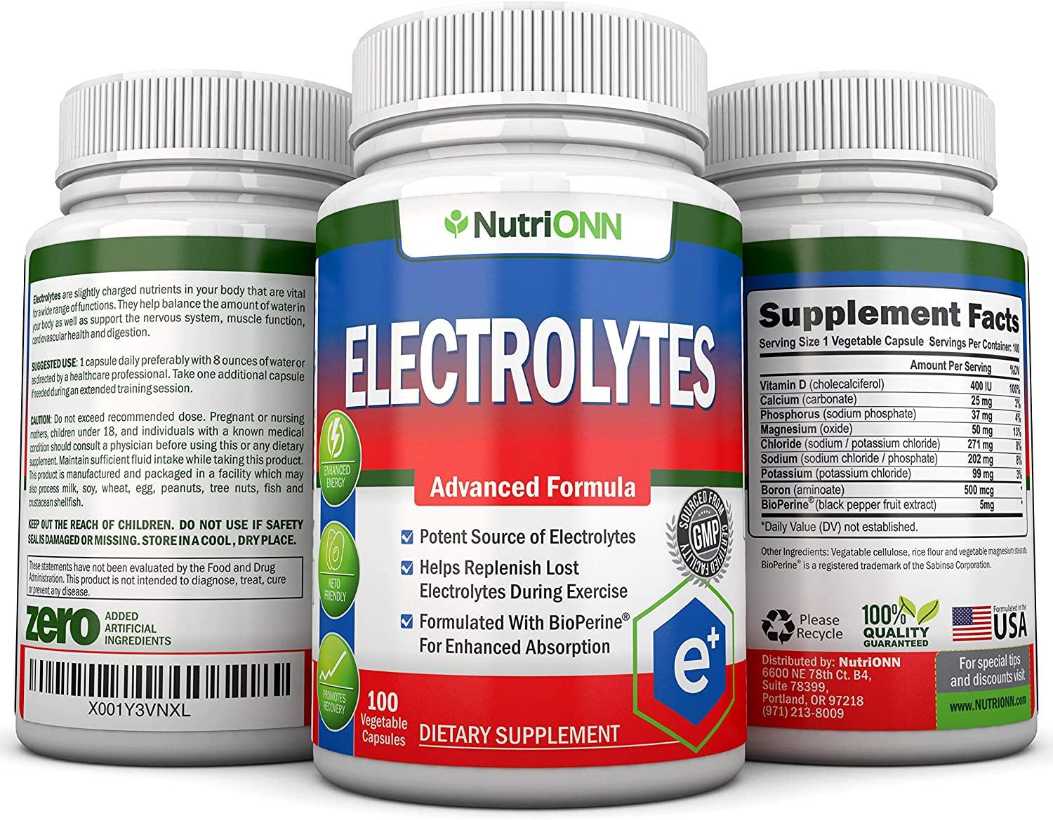 Electrolytes 100 Natural Electrolyte Replacement Capsules Premium