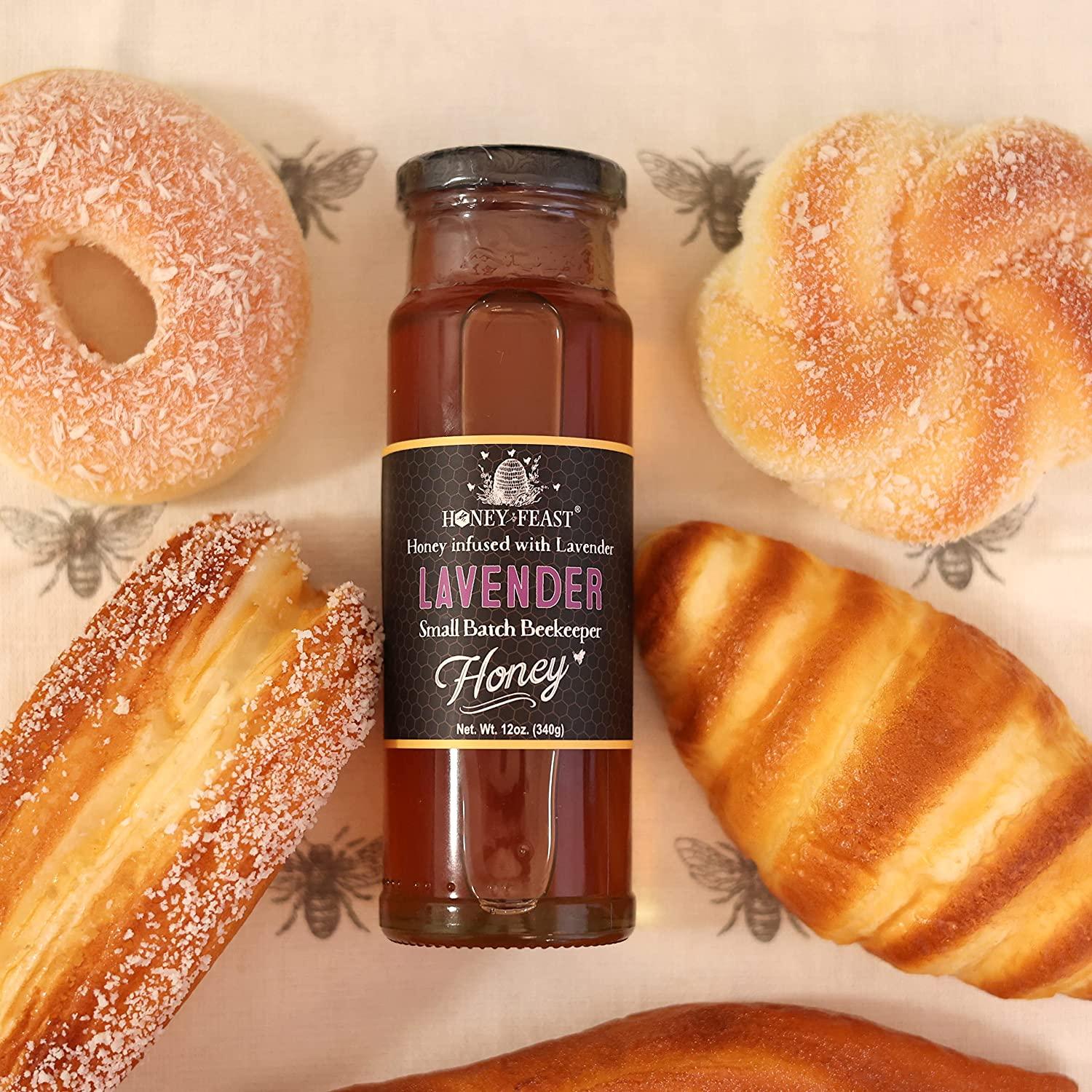 HONEY FEAST Organic Lavender Honey 12oz Gourmet Flavored Honey