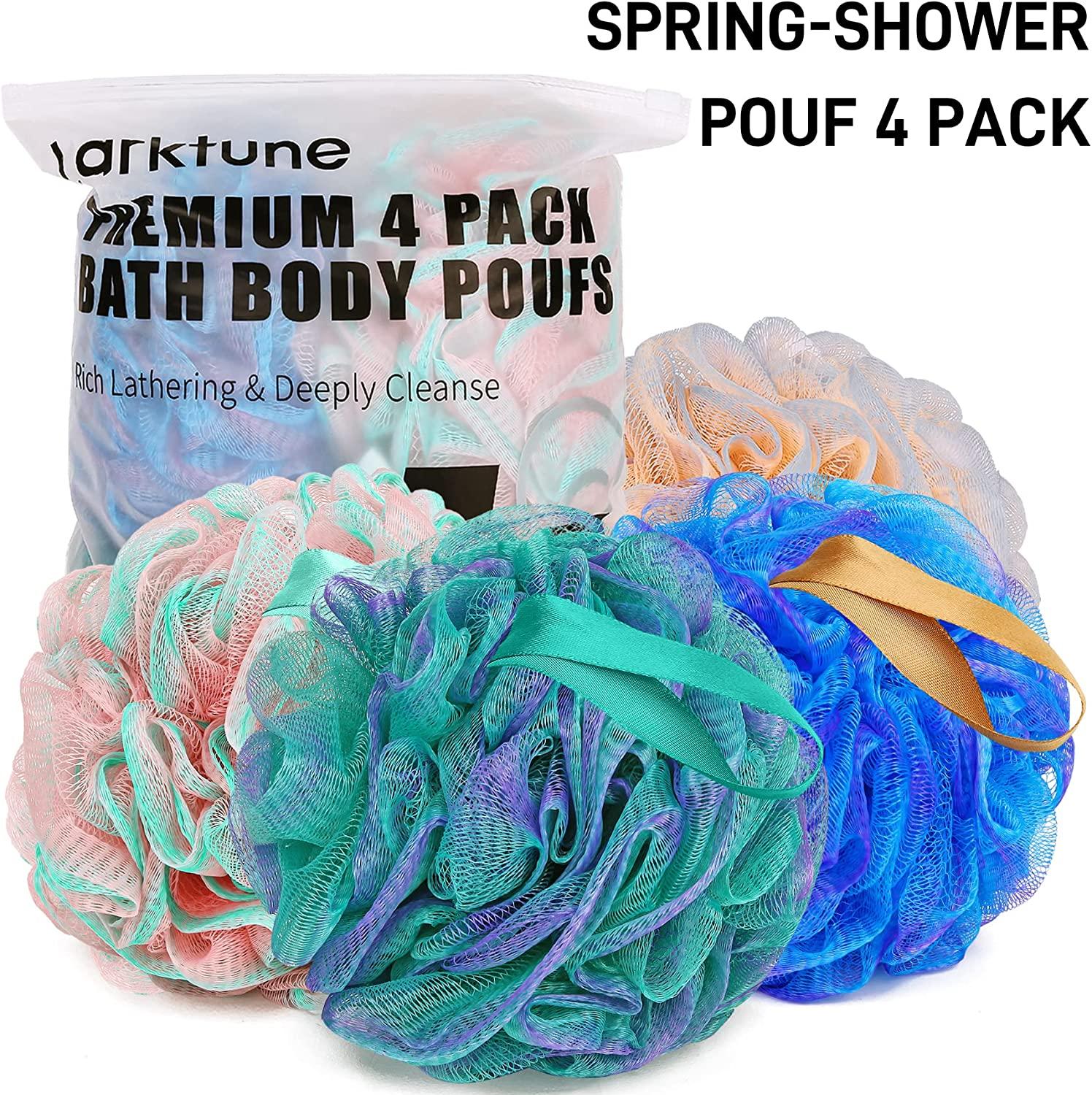 Shower Loofah Bath Sponge XL 75g - 4 Pack Large Soft Nylon Mesh