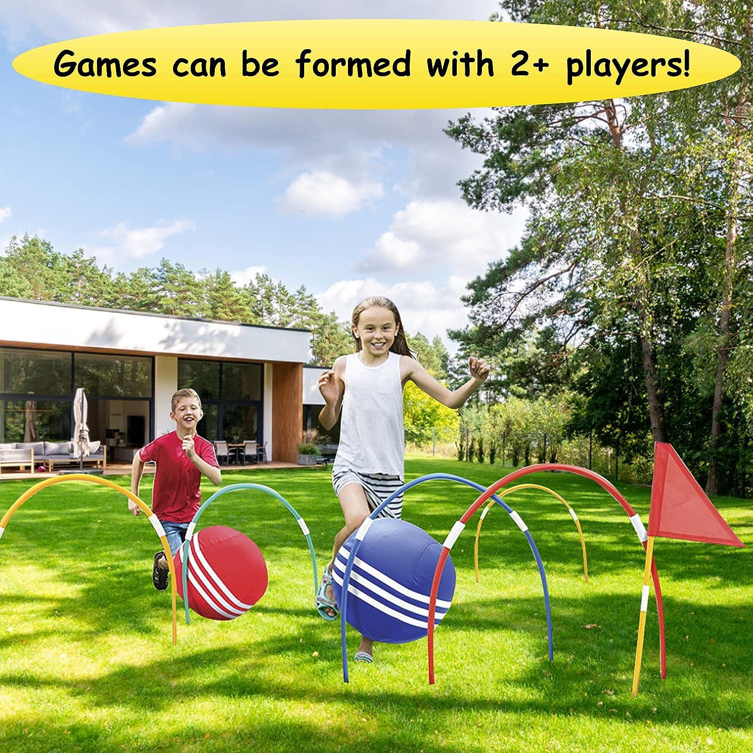 Kovot Giant Kick Croquet Game Set Includes Inflatable Croquet Balls