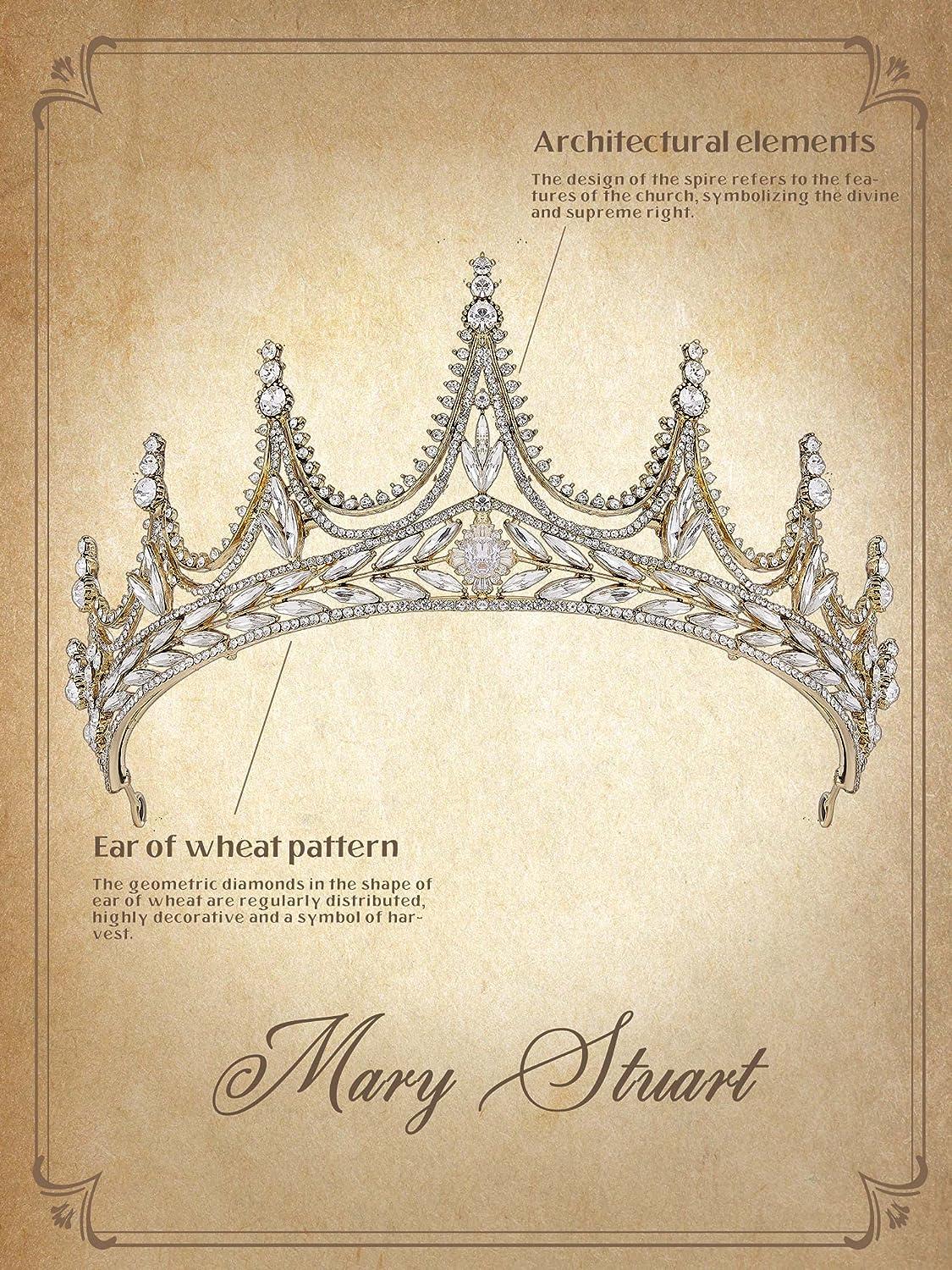 SWEETV Rhinestone Tiara and Crown for Bride, Adults Gold Wedding