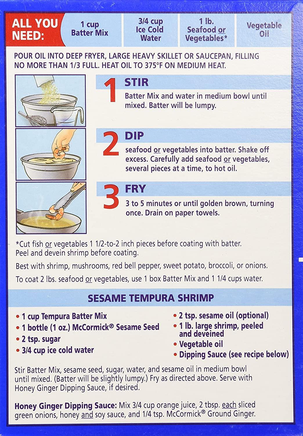 McCormick Golden Dipt Tempura Seafood Batter Mix 8 Ounces (Pack of 3)