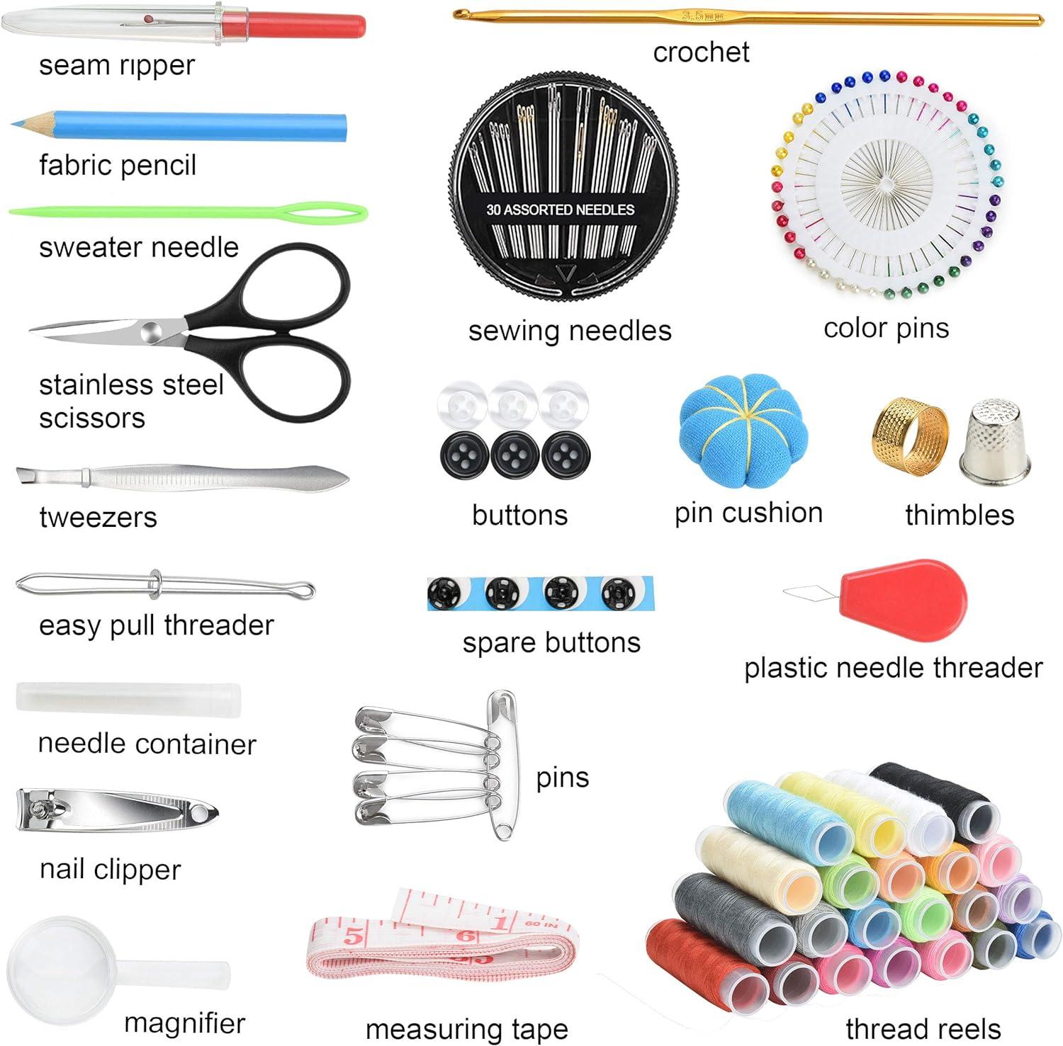 126Pcs Sewing Kit Basic Premium Sewing Supplies, 22 Colors Thread w/  Storage Bag