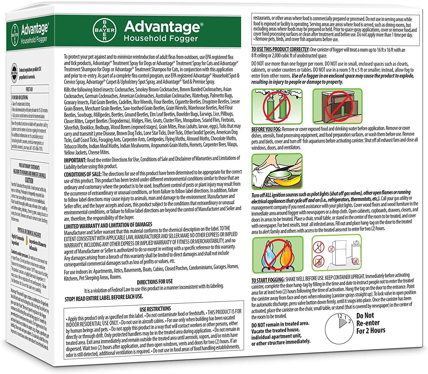 Advantage Flea and Tick Household Fogger, three 2 oz canisters