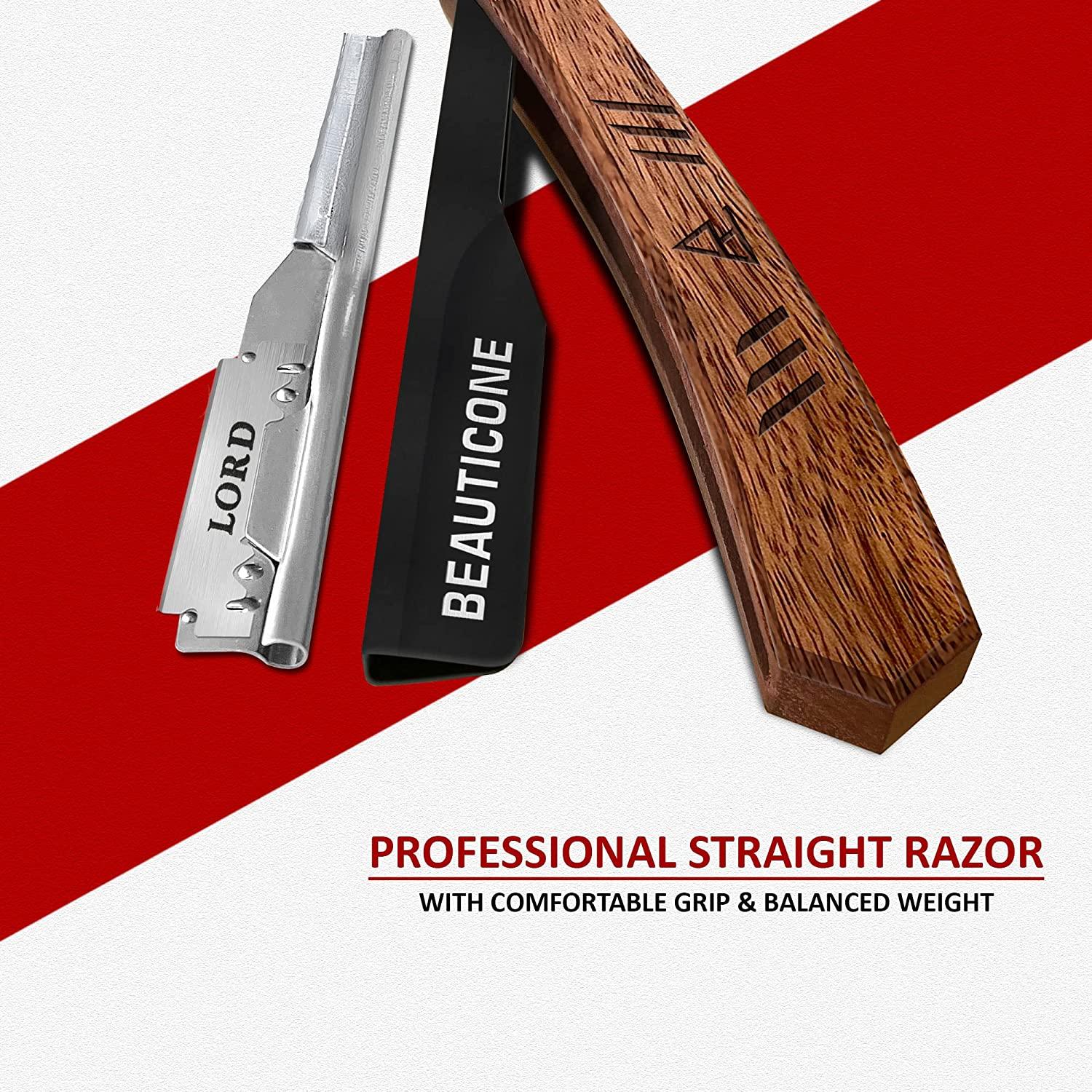 BEAUTICONE Straight Razor | Professional Barber Razor for men with 100 ...