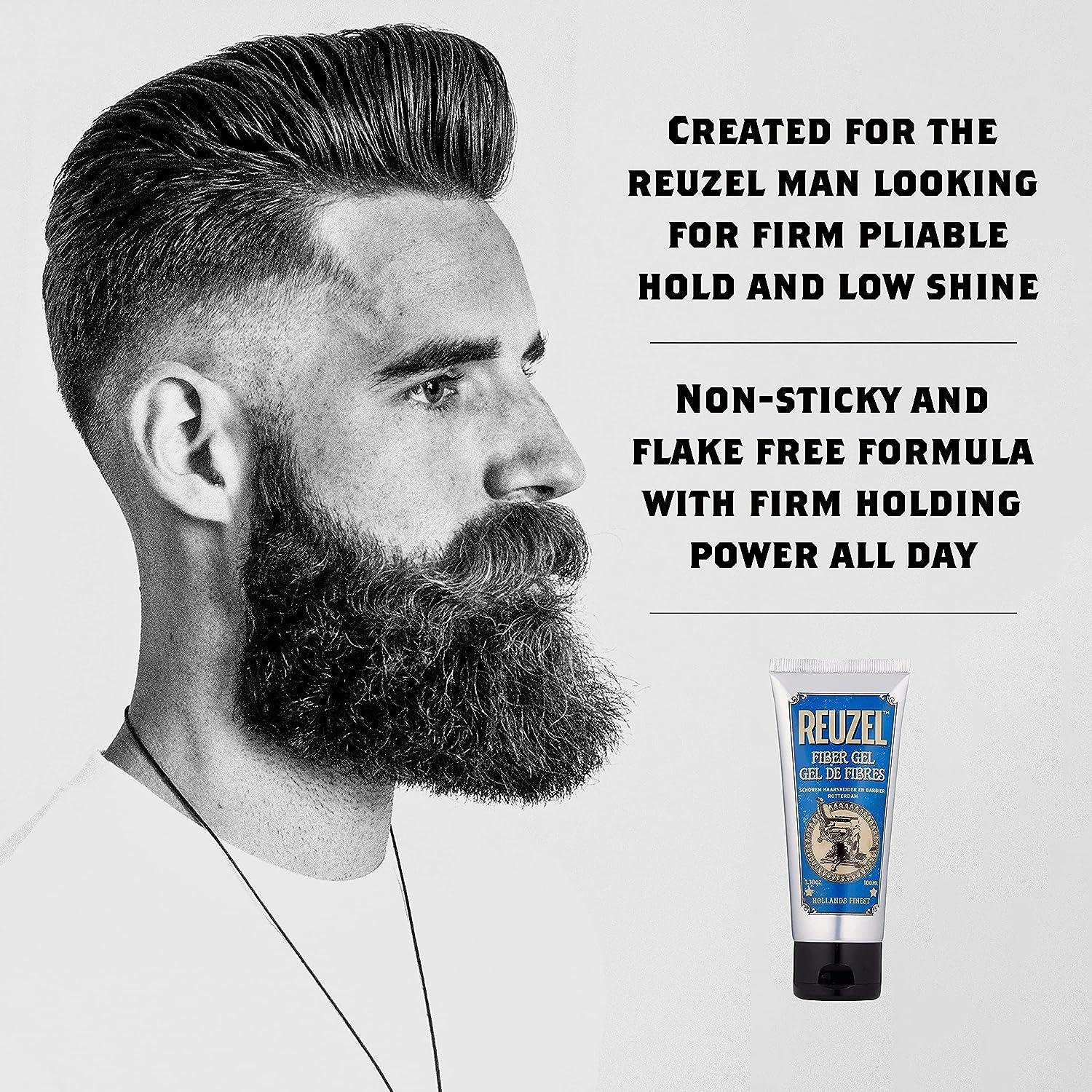 Reuzel Fiber Gel For Men - Alcohol-Free Formula - Subtle Sugary Rum Fragrance Non Sticky And Flake Free Adds Fullness And Structure To The Hair Firm Holding Power Easy To Wash Away 3 38 Fl Oz Pack Of 1