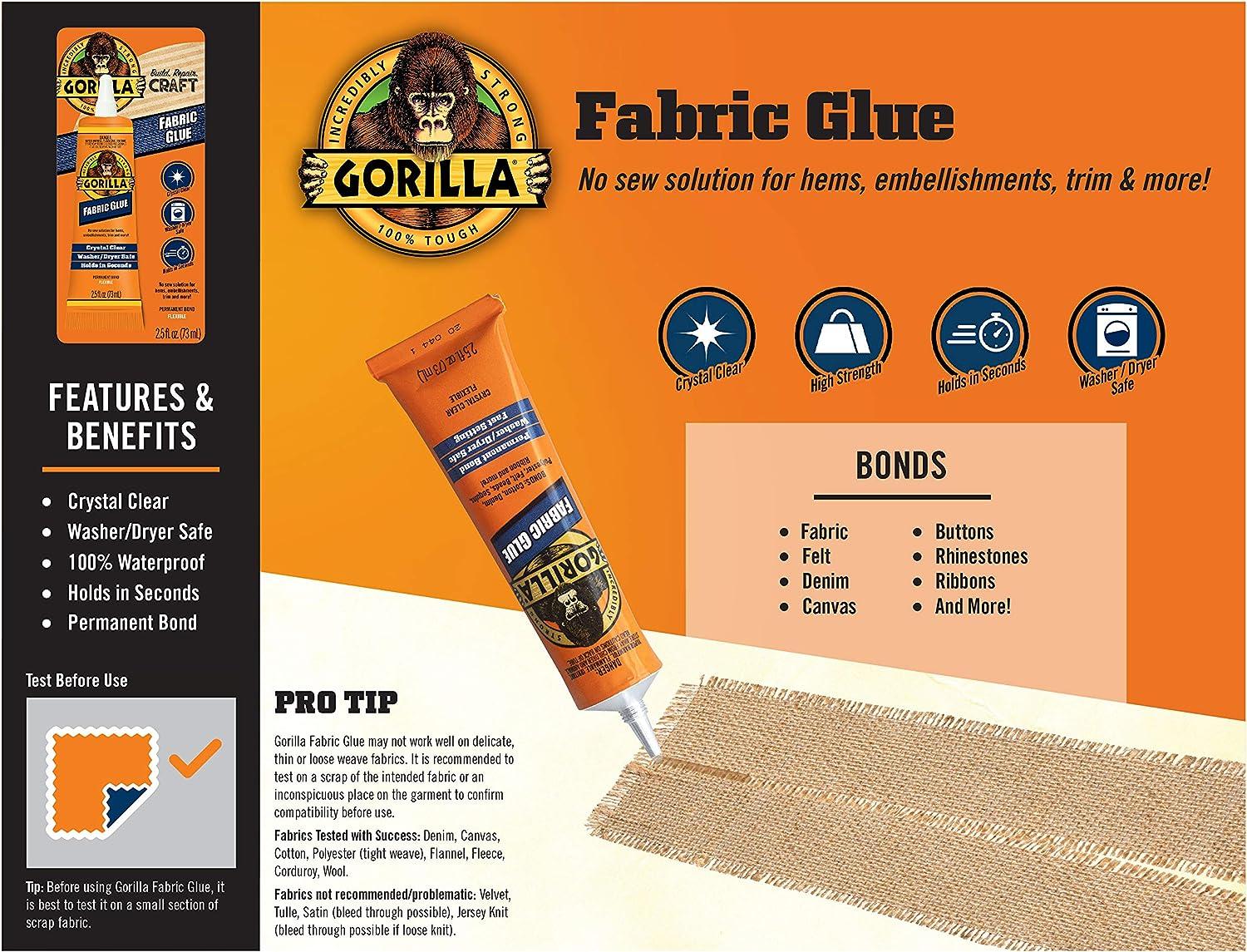 Gorilla Clear Grip Contact Adhesive, Waterproof, 3 Ounce, Clear, (Pack of 1)
