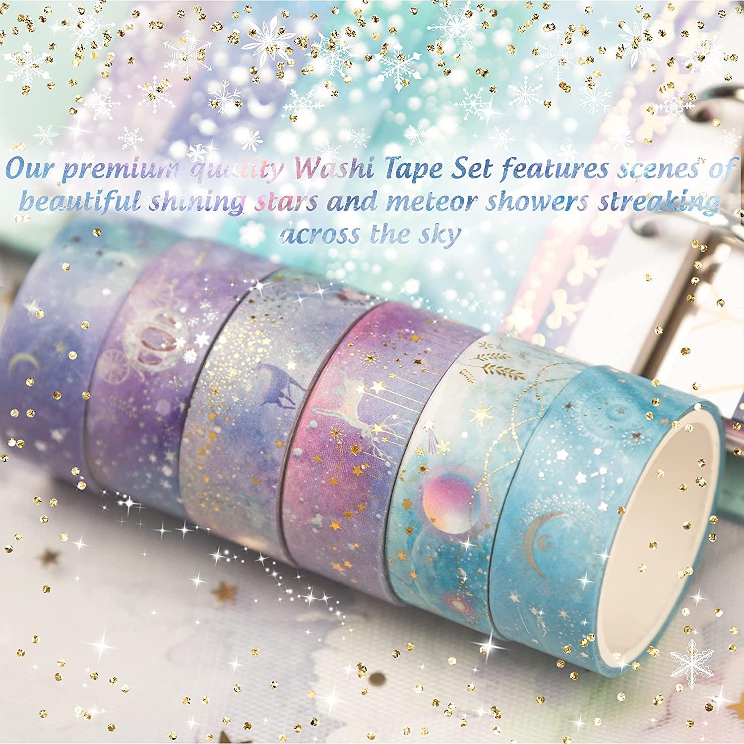 OHMZPERE 50 Rolls Washi Tape Set, Gold Foil Galaxy Washi Tape for Journaling,Scrapbooking  Supplies. Design Upgrading Decor and Washi Tape for DIY Crafts, Gift Wrap,  Party Decorations