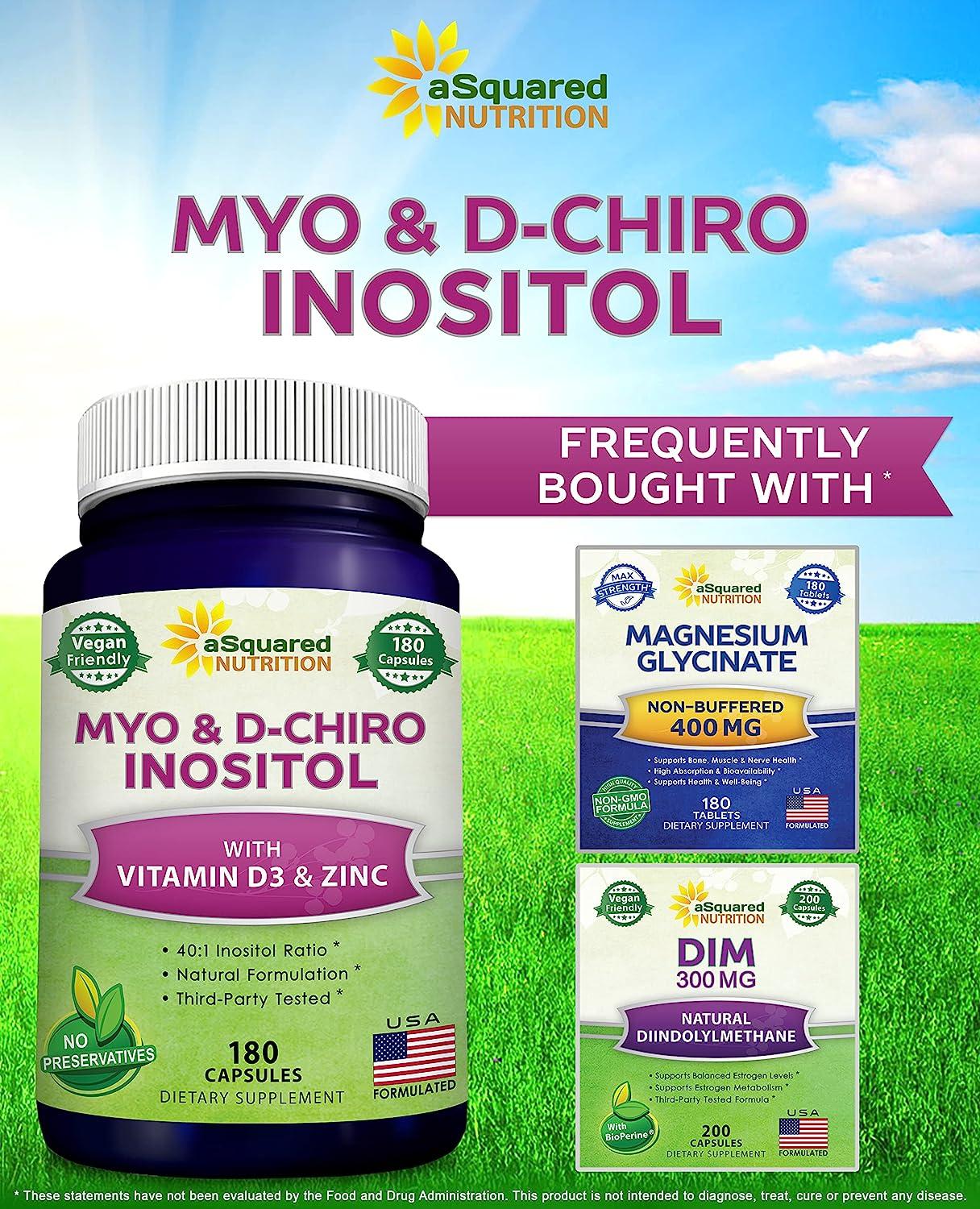 180 Capsules MyoInositol & DChiro Inositol Supplement with Vitamin D3 and Zinc Balanced 401