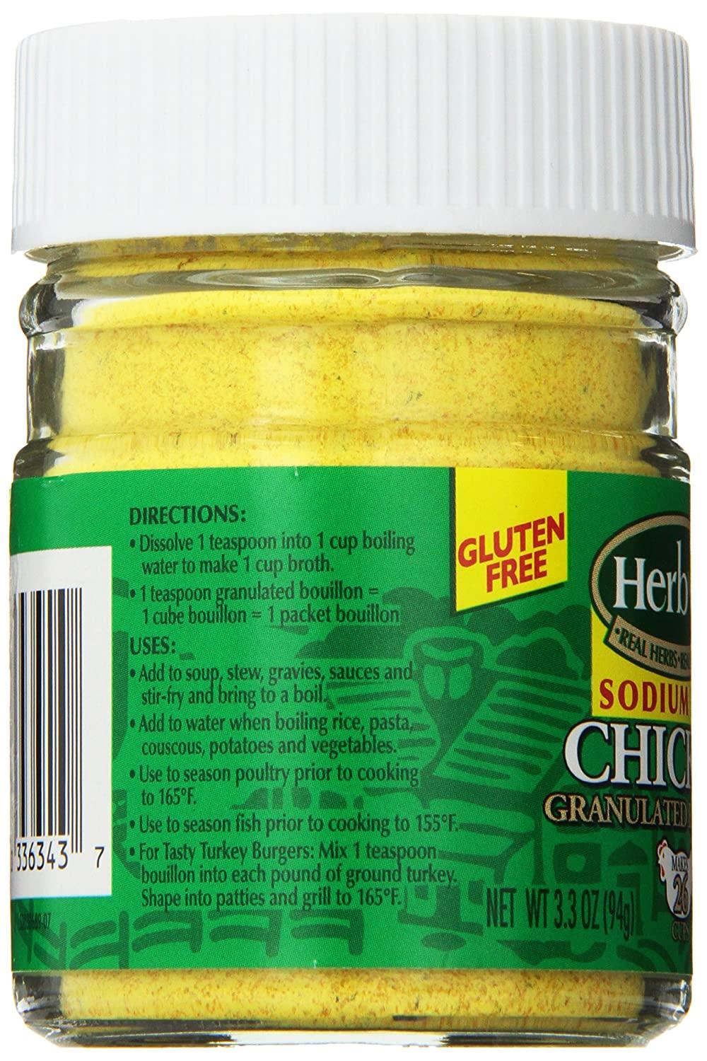 Herbox SodiumFree Chicken Bouillon 3.3oz (Pack of 6) Granular