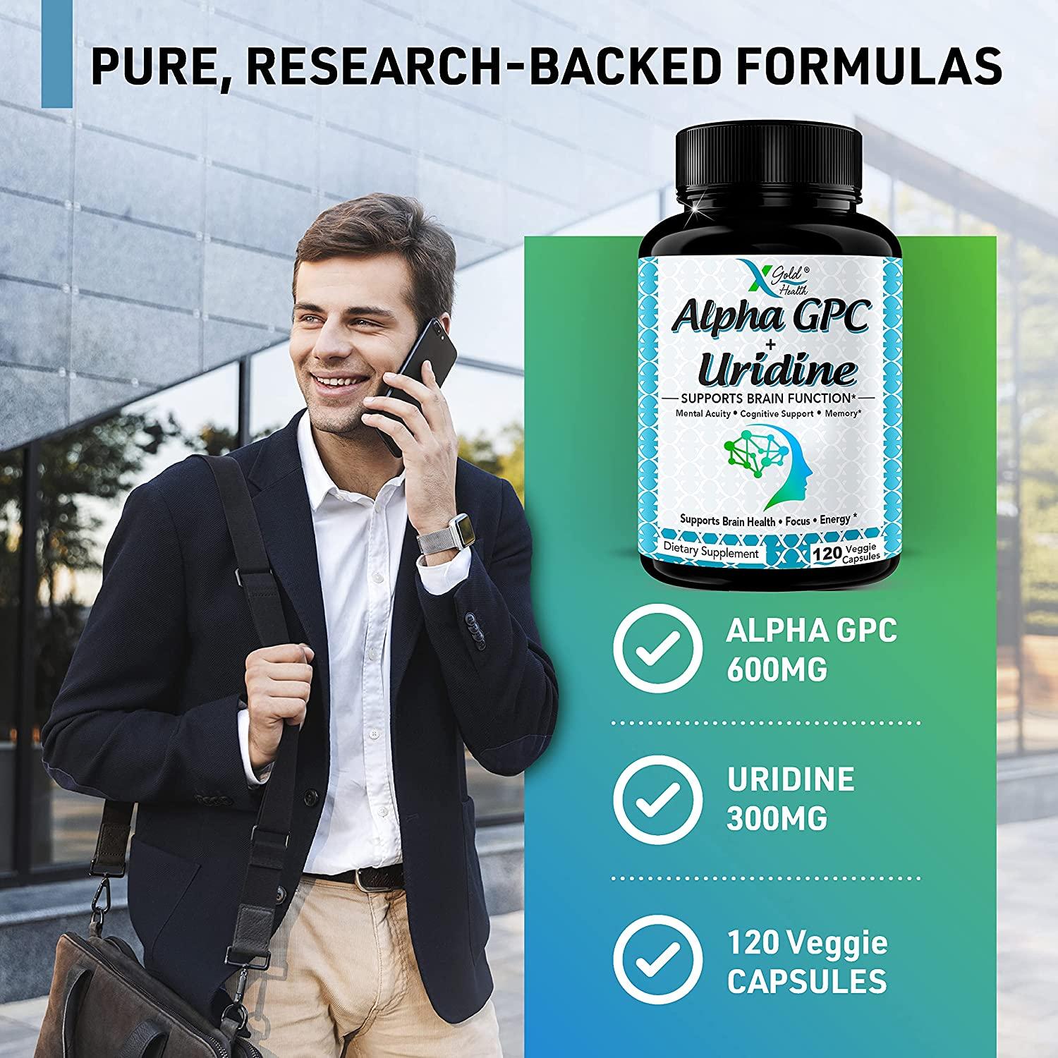 Alpha GPC Choline 600mg + Uridine Monophosphate 300mg2in1 Nootropic