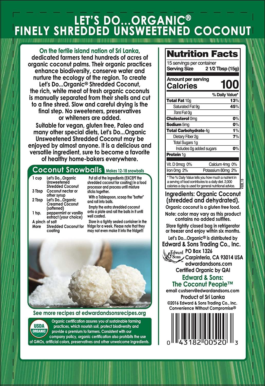 Let's Shredded, Unsweetened Coconut, 8 Ounce Packages