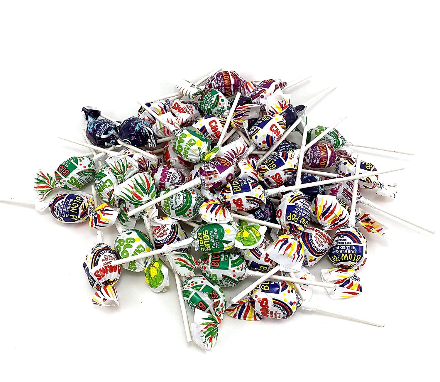 CrazyOutlet Charms Blow Pops Hard Candy Lollipops, Bubble Gum Filled
