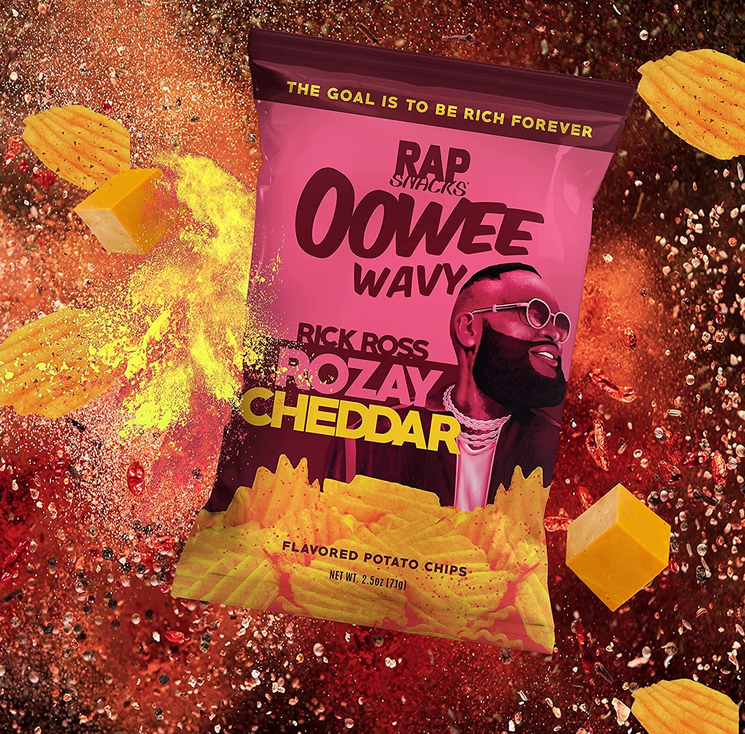 Rap Snacks Rick Ross Rozay Cheddar Potato Chips 2.5 Oz (Pack of 6) HipHop Stars Edition