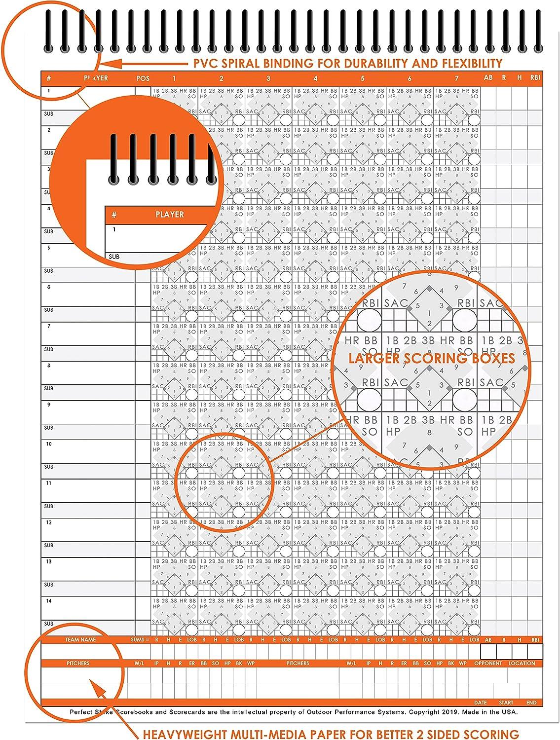 Softball Scorebook with Rules & Scoring Heavy Duty for Youth & Adult