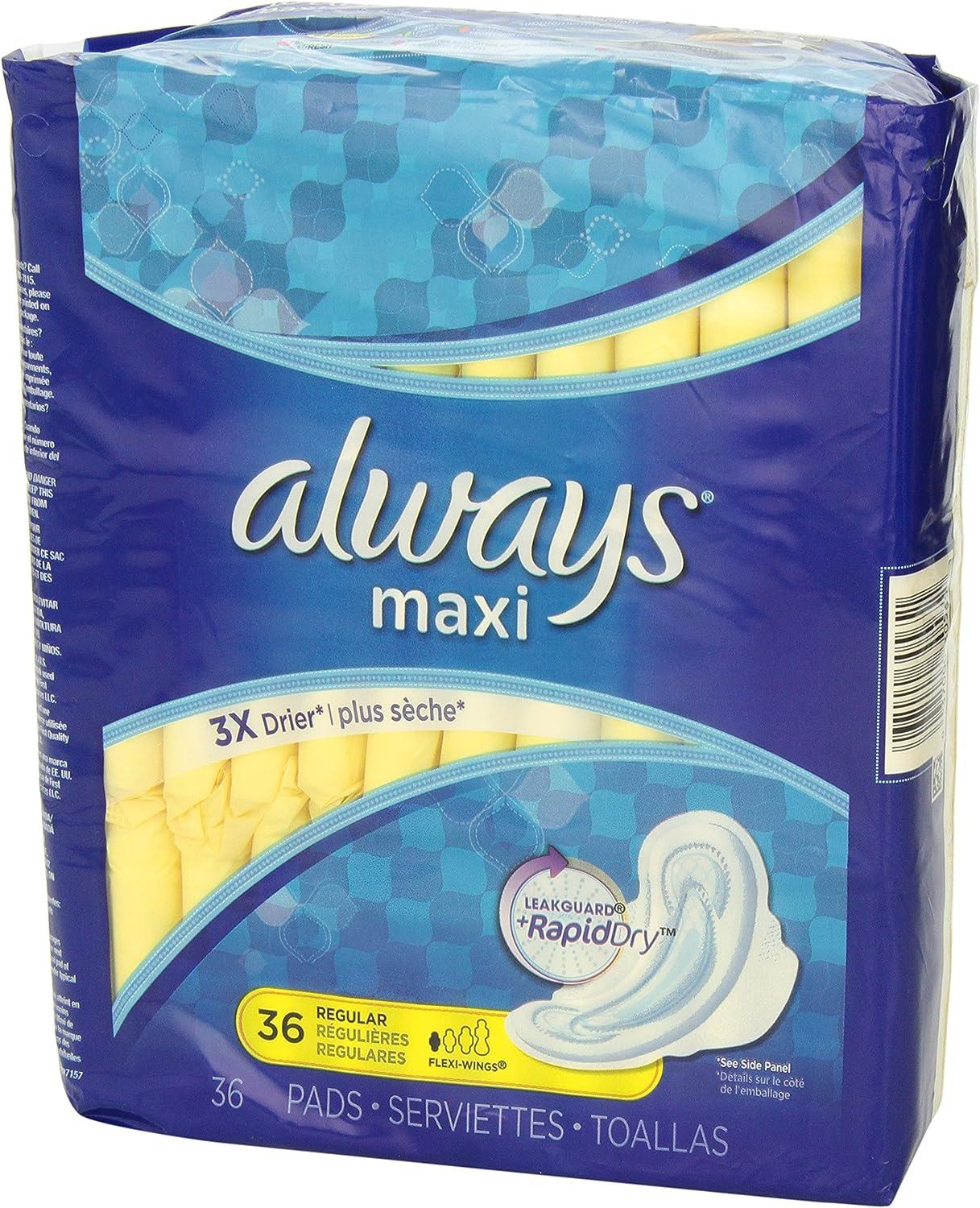 Always Maxi Size 1 Regular Pads With Wings