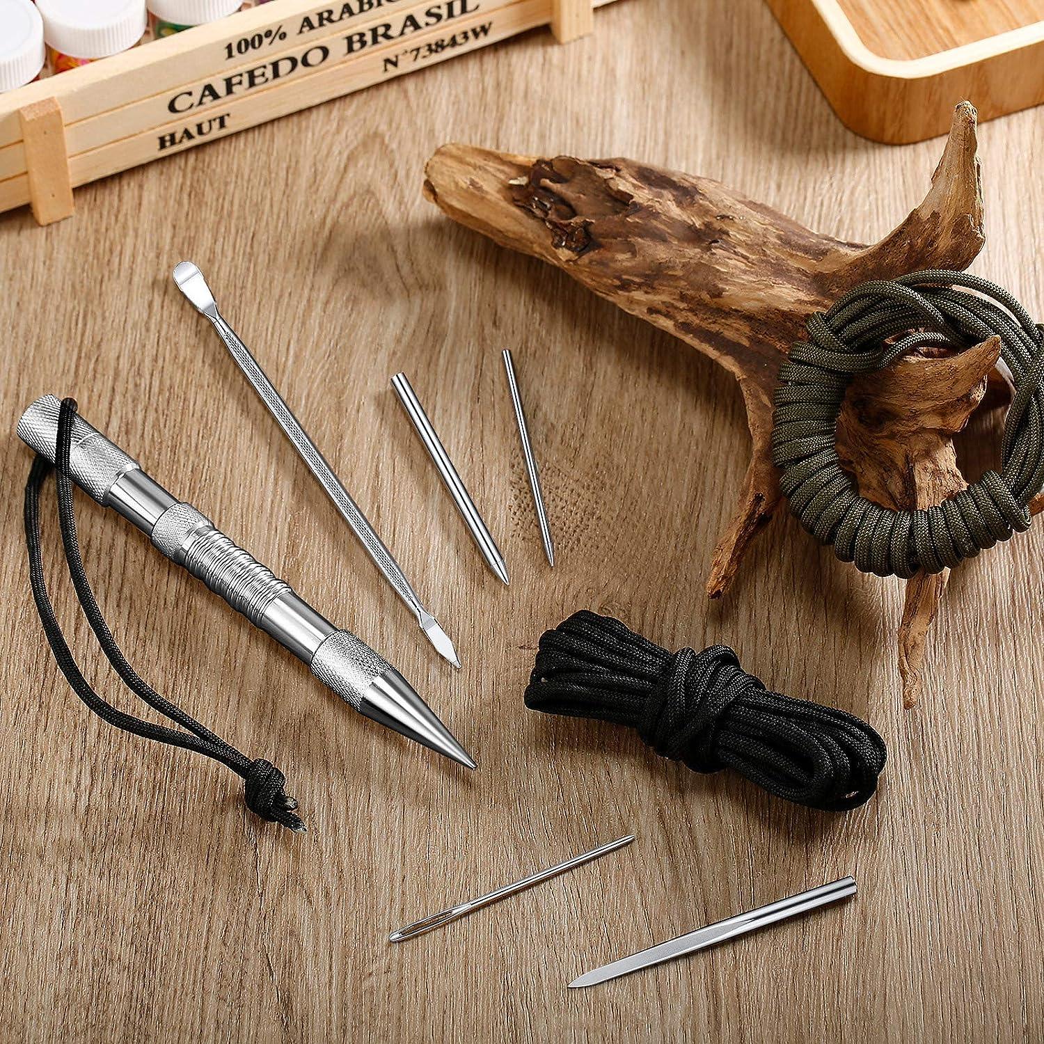 14 Pieces Paracord Tools Paracord Needle Set Paracord Stitching Set  Stainless Steel Lacing Needles Smoothing Tool Knotter with Marlin Spike for