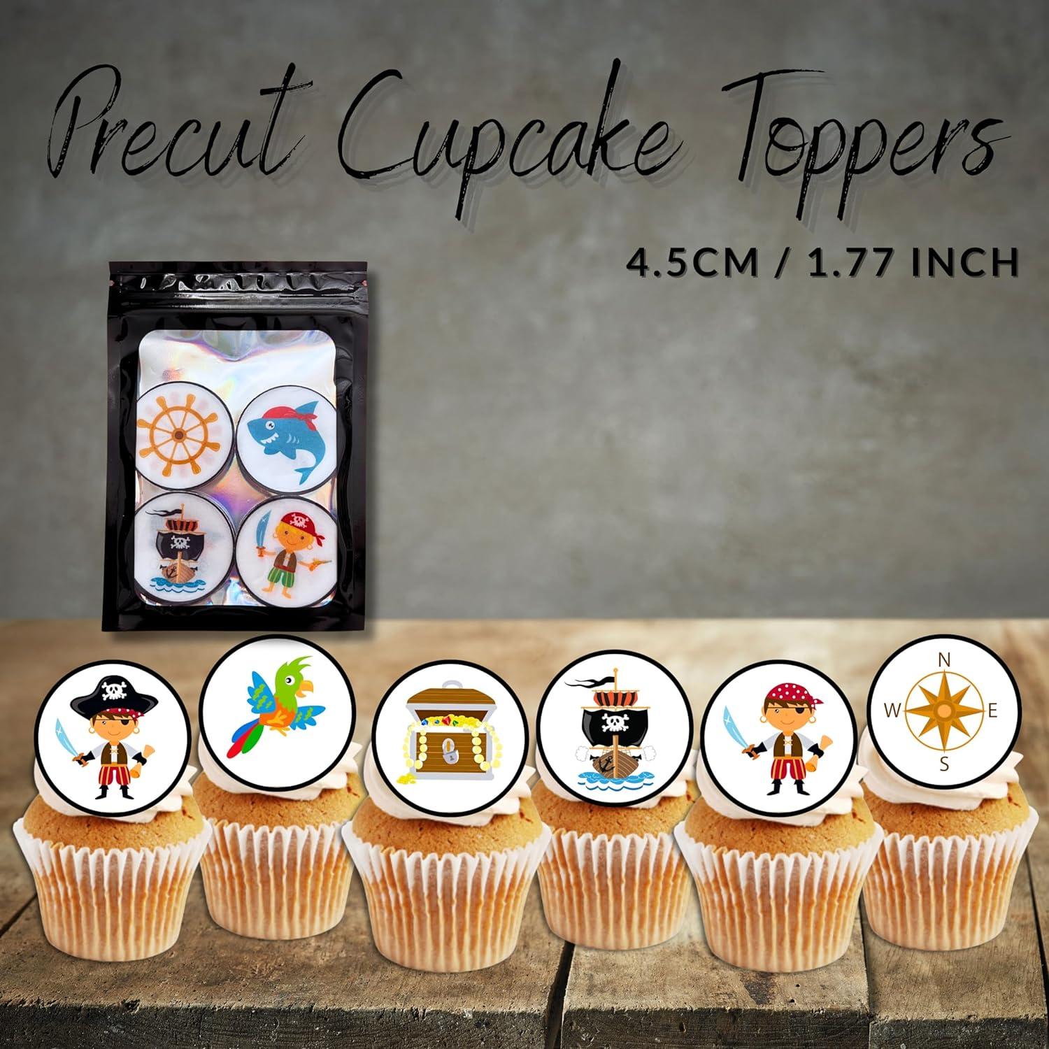 Toppers De Cupcakes Pirate Prédécoupés, Décorations De Gâteaux Comestibles Sur Le Thème Du Trésor, Décorations Comestibles De Fête De Pirate, Topper De Gâteau Pirate, Toppers De Cupcakes Pirate