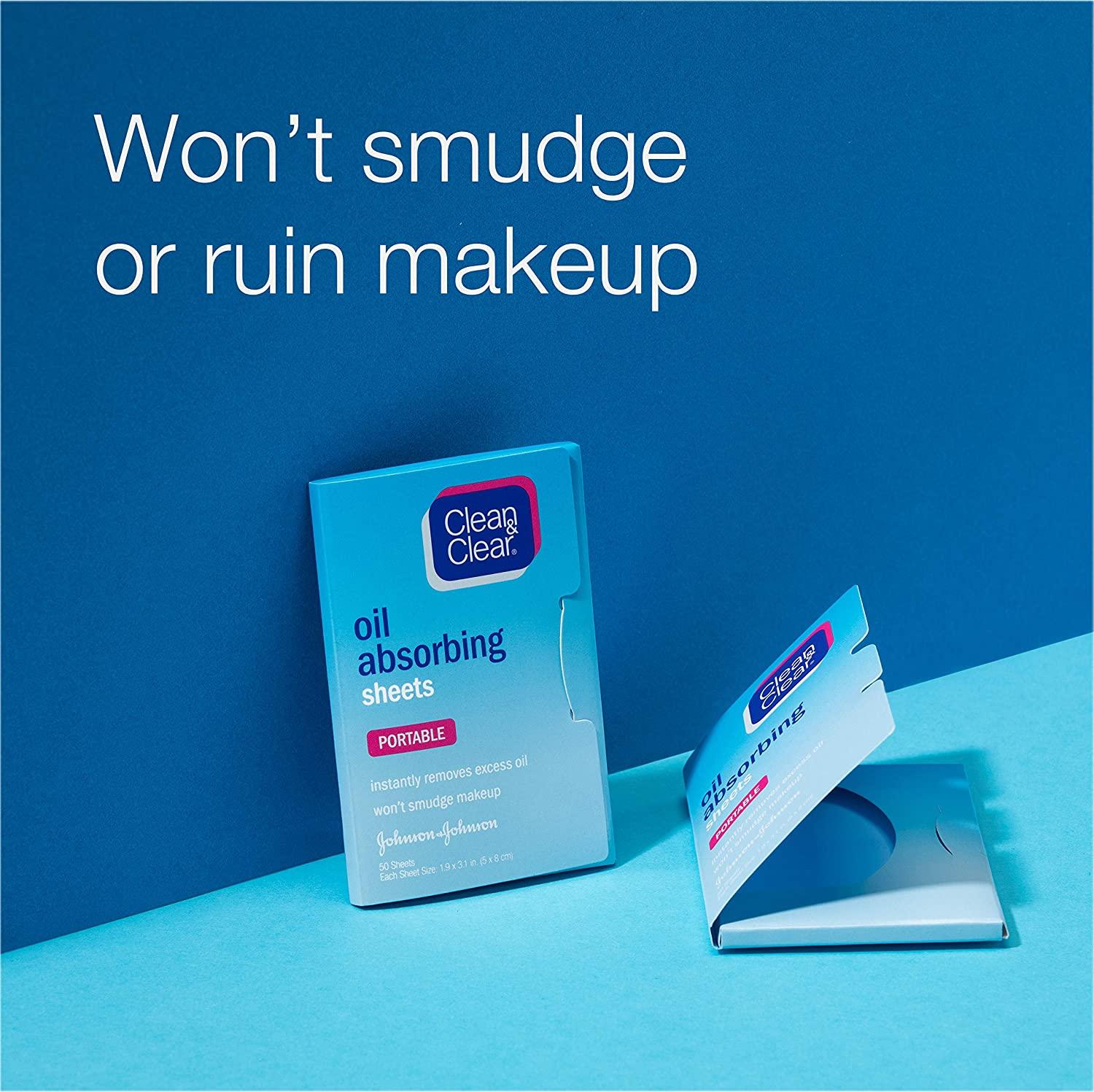 Clean & Clear Oil Absorbing Facial Sheets, Portable Blotting Papers for