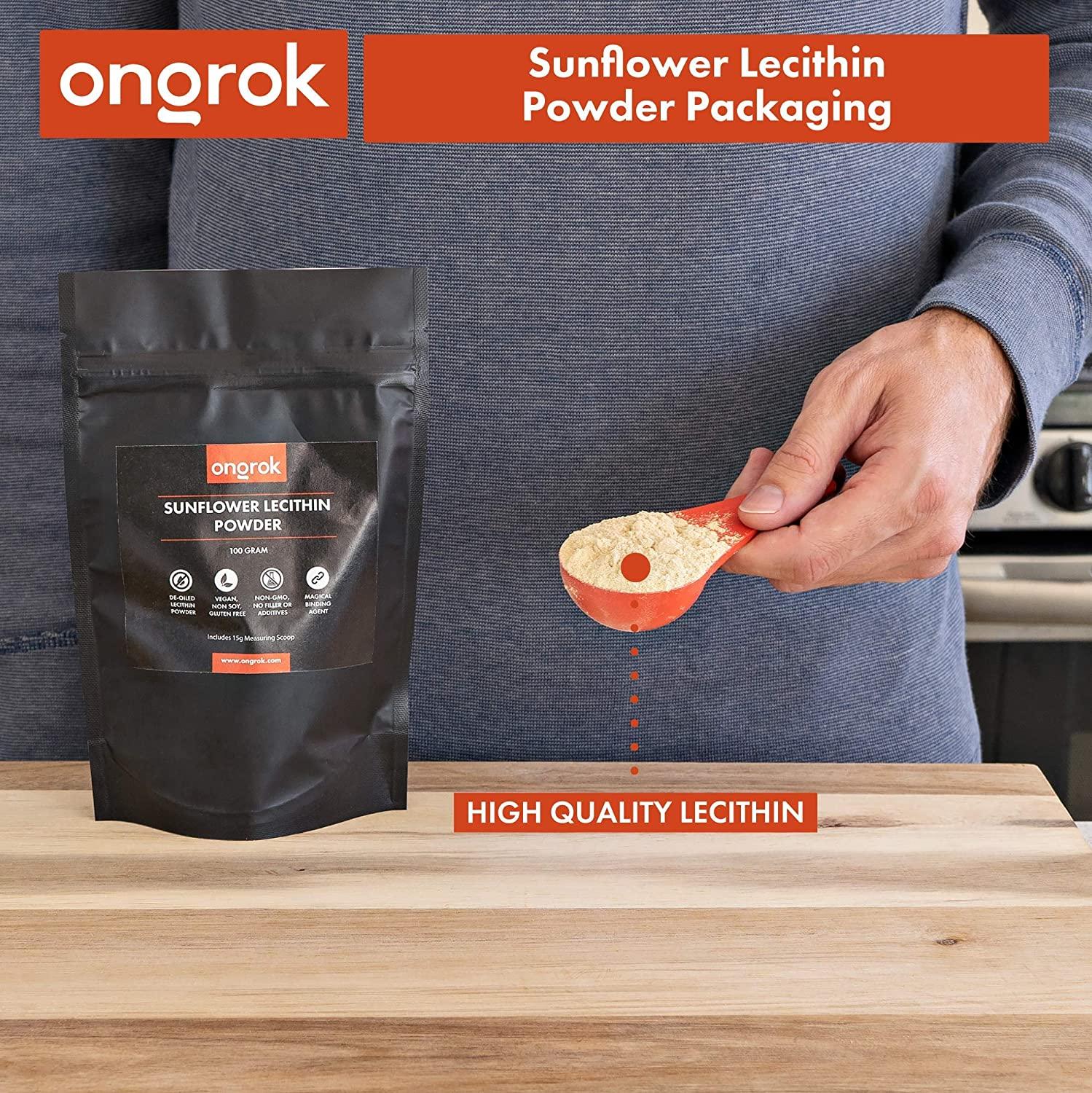 ONGROK Sunflower Lecithin Powder 100g Vegan & NonGMO Edible Binding