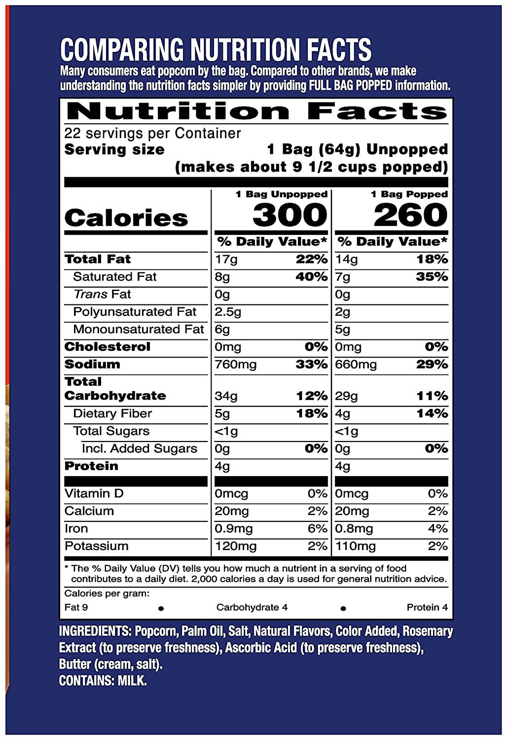 Pop Weaver Microwave Popcorn Extra Butter 22 Bags per Box…