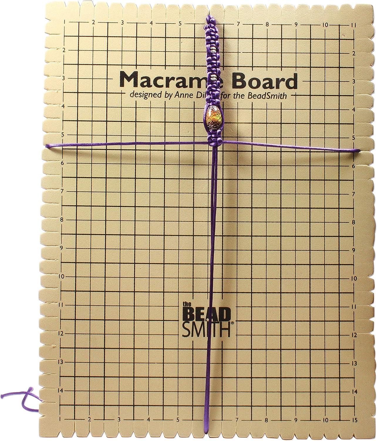 The Beadsmith Macrame Board, 11.5 x 15.5 inches, 0.5-inch-Thick Foam,  10x14 Grid for Measuring, Bracelet Project with Instructions Included,  Create